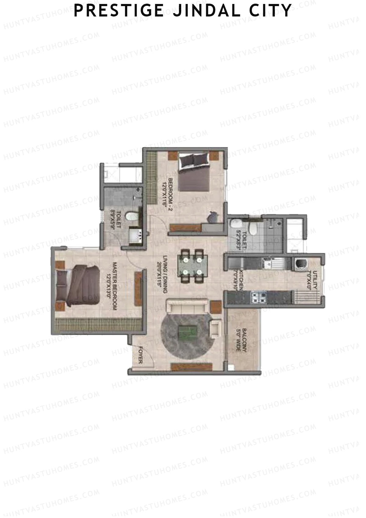 Prestige Jindal City Building 2 Tower 2 Unit 3 (Type C5) Floor Plan