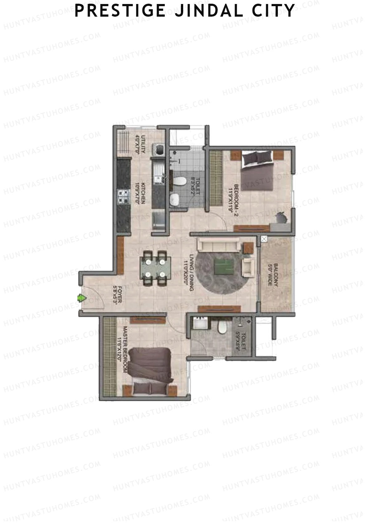 Prestige Jindal City Building 2 Tower 2 Unit 5 (Type C8) Floor Plan
