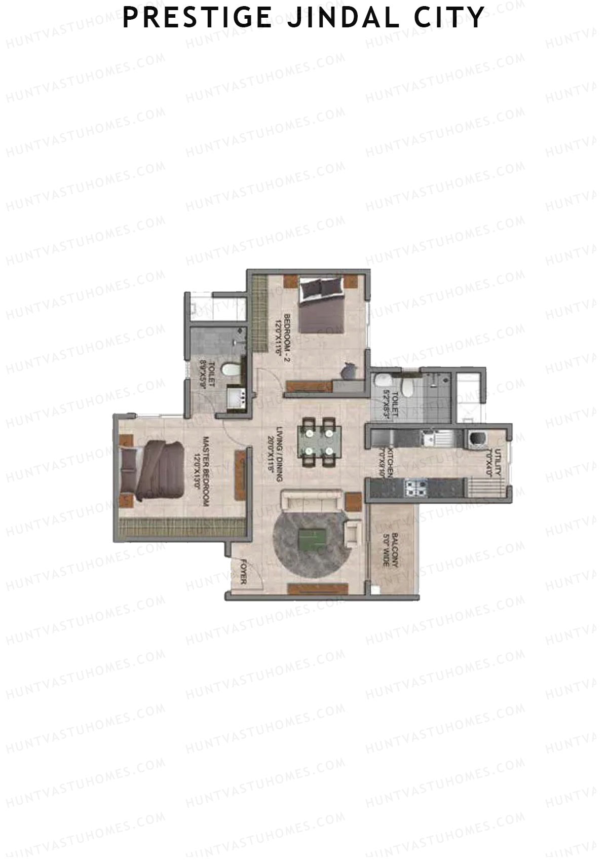 Prestige Jindal City Building 2 Tower 2 Unit 7 (Type C5) Floor Plan