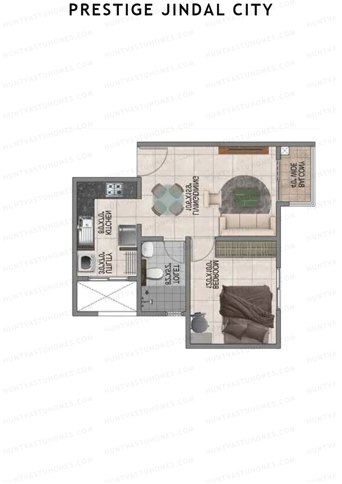 Prestige Jindal City Building 3 Tower 3 Unit 2 (Type A1) Floor Plan