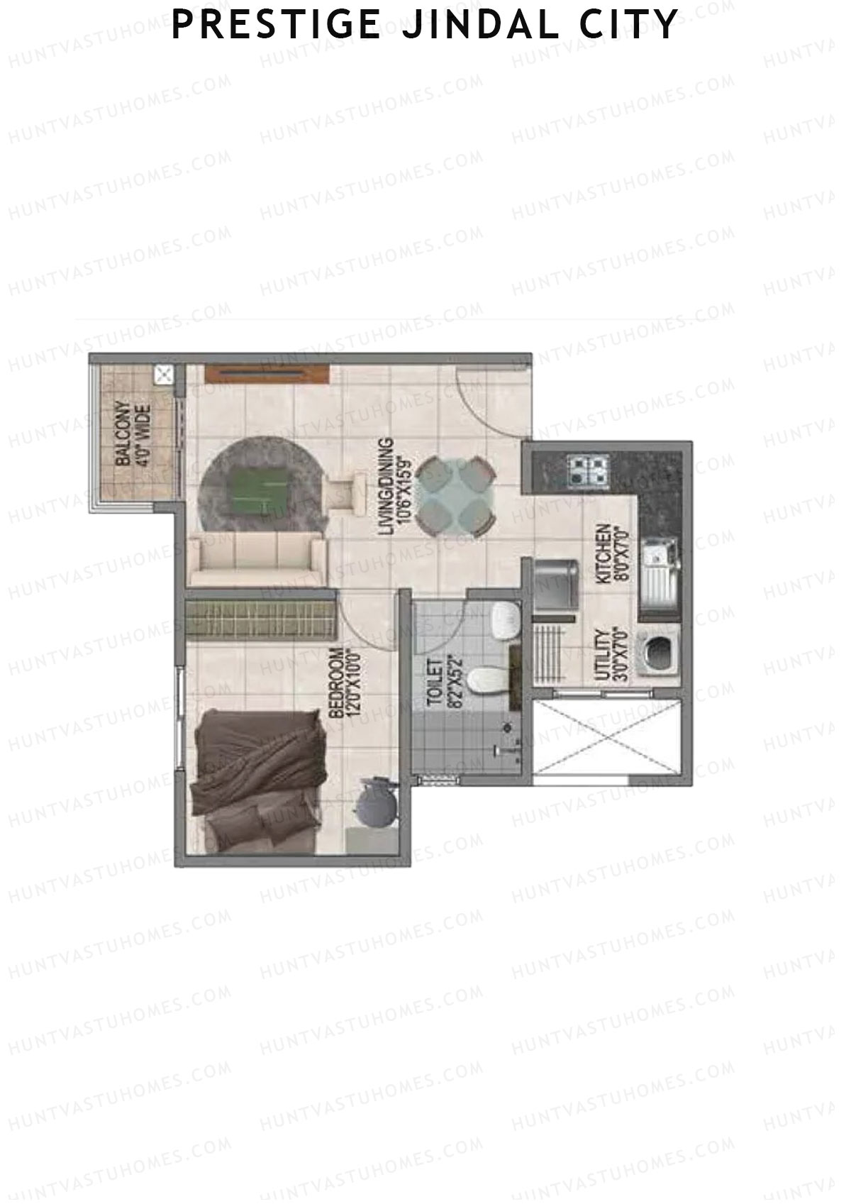 Prestige Jindal City Building 3 Tower 3 Unit 5 (Type A1) Floor Plan