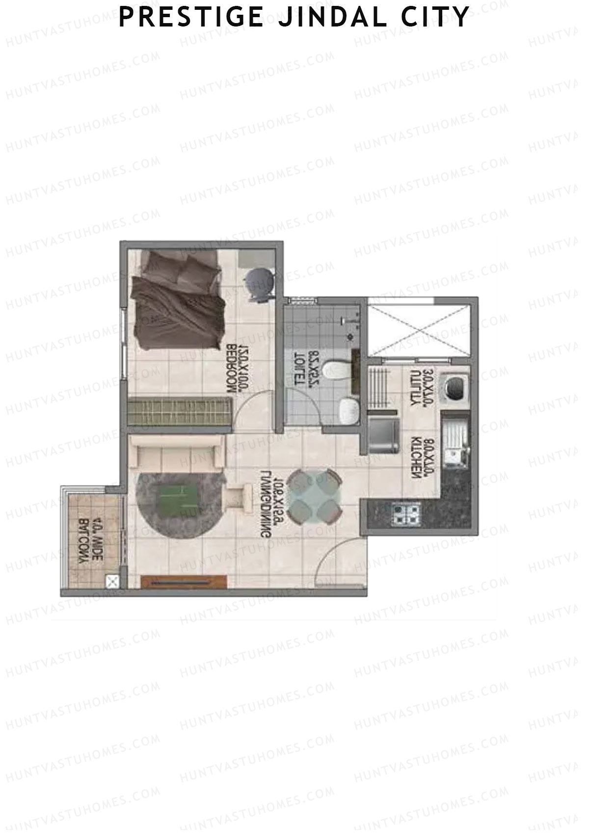 Prestige Jindal City Building 3 Tower 3 Unit 8 (Type A1) Floor Plan