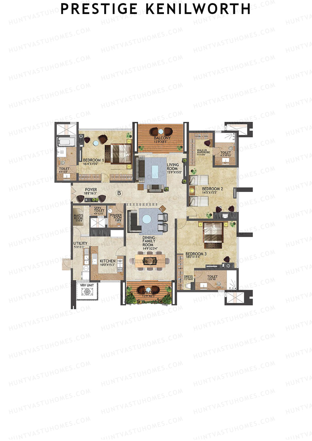 Prestige Kenilworth Tower A Unit B Floor Plan
