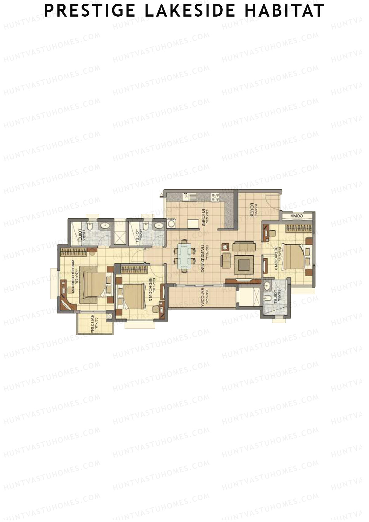 Prestige Lakeside Habitat Andrina 1 Unit 3 (Type D) Floor Plan