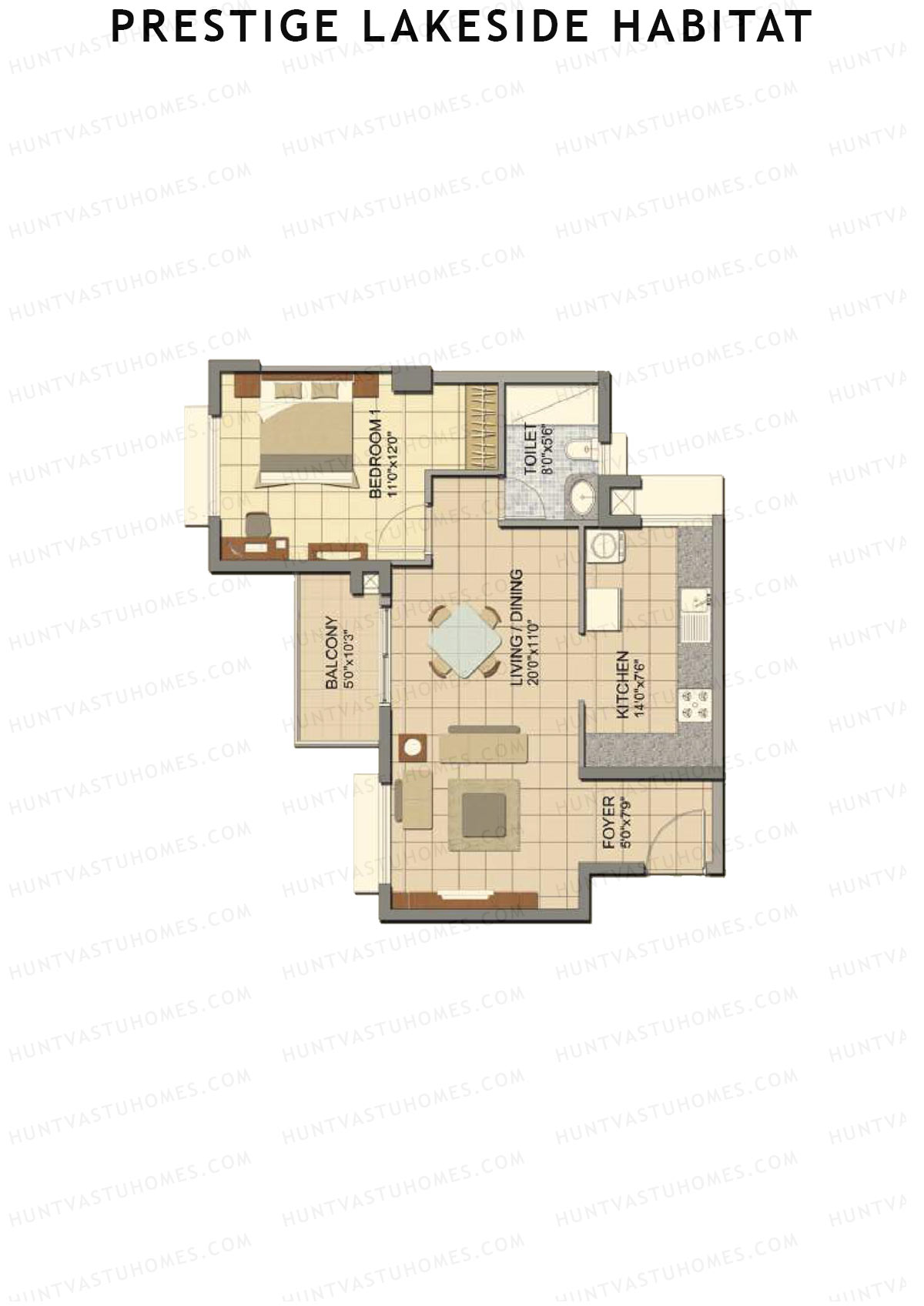 Prestige Lakeside Habitat Andrina 1 Unit 5 (Type B1) Floor Plan