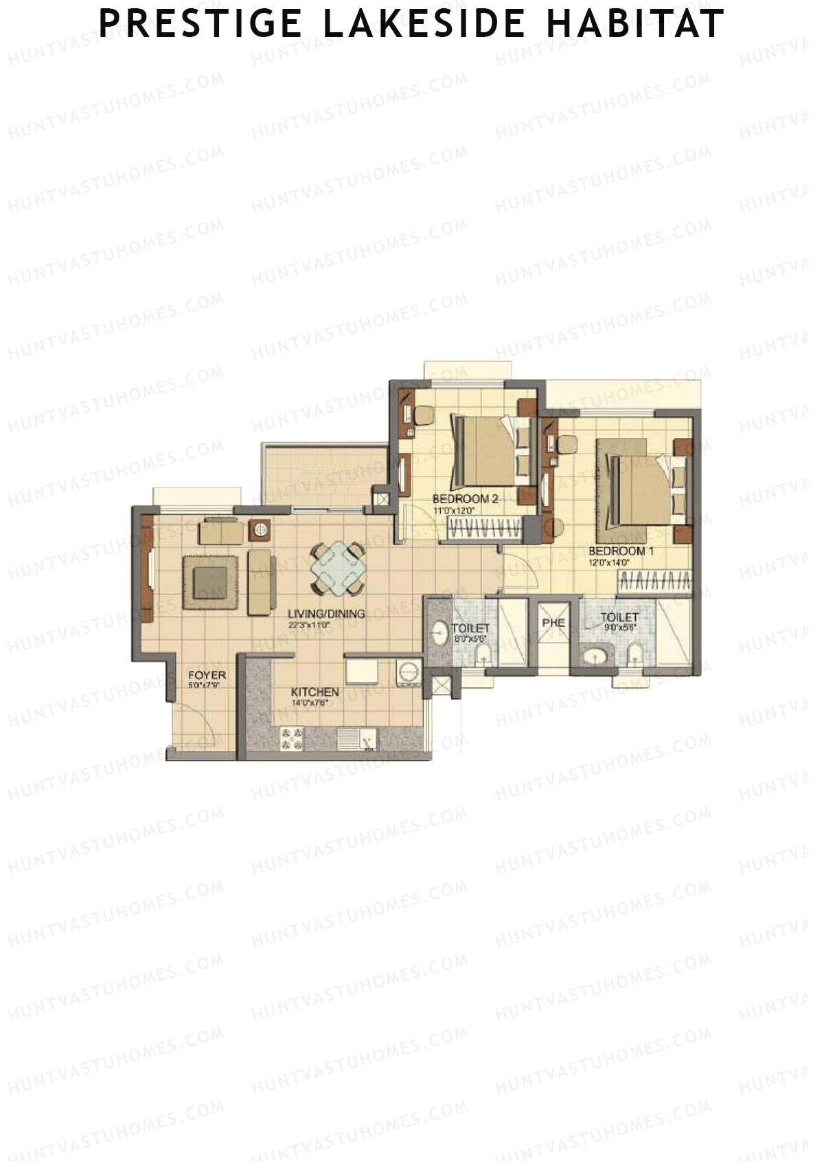 Prestige Lakeside Habitat Basil 4 Unit 5 (Type B) Floor Plan