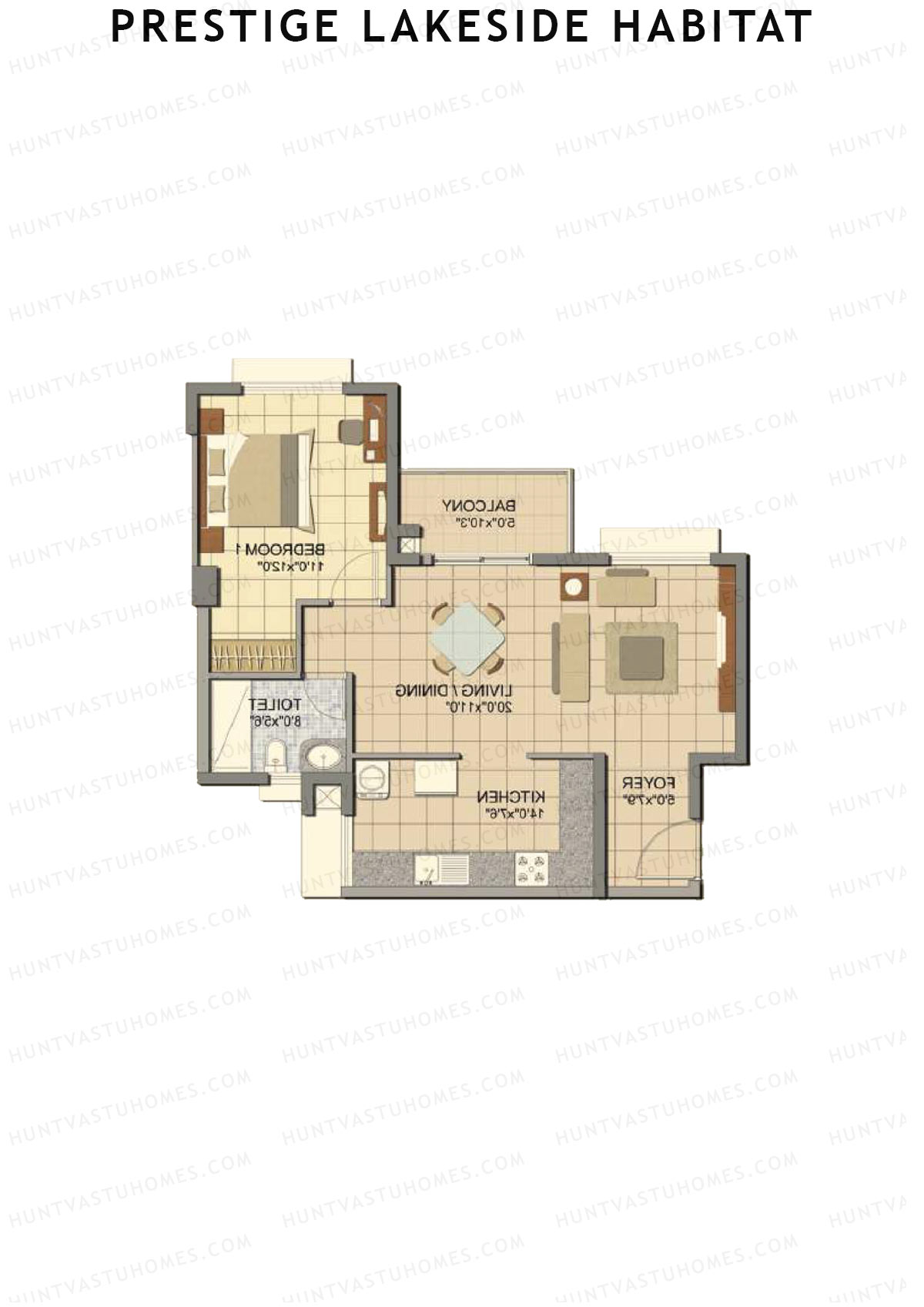 Prestige Lakeside Habitat Basil 5 Unit 2 (Type B1) Floor Plan