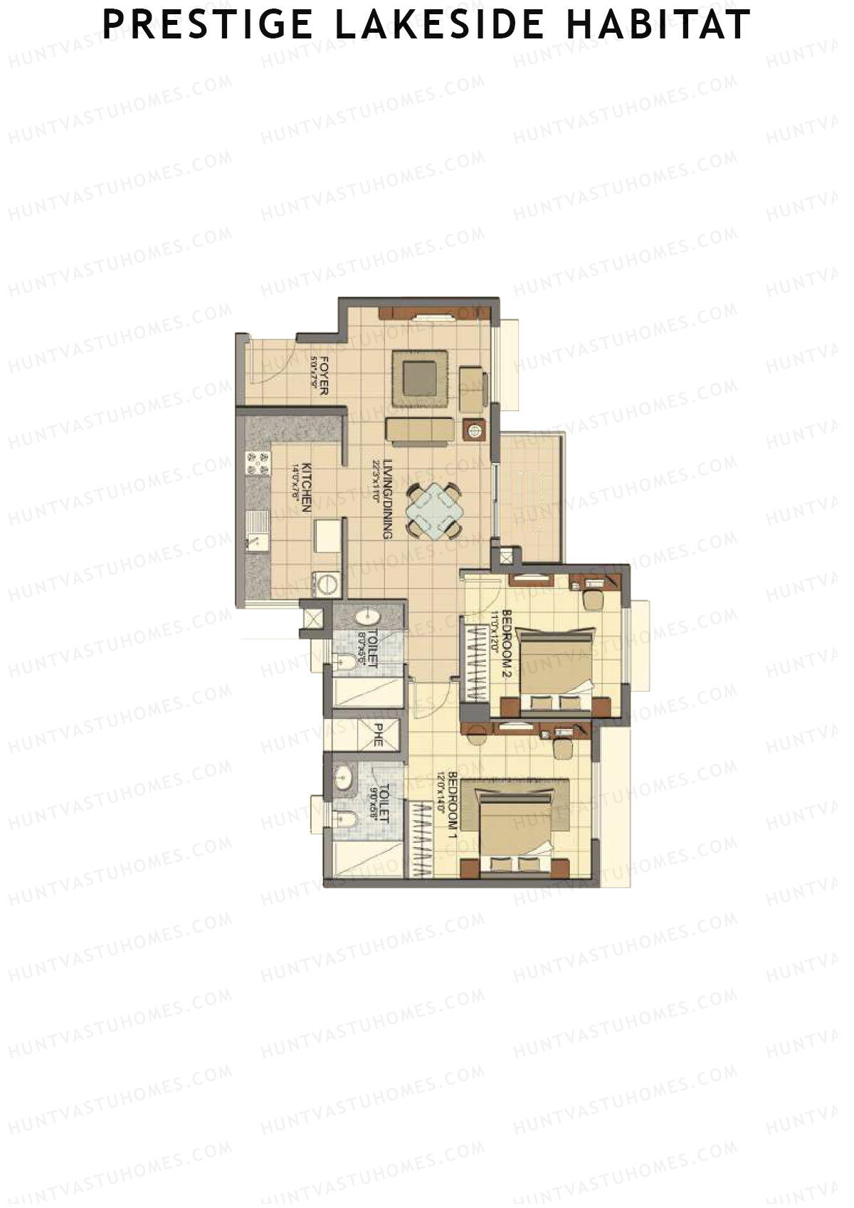 Prestige Lakeside Habitat Basil 6 Unit 5 (Type B) Floor Plan
