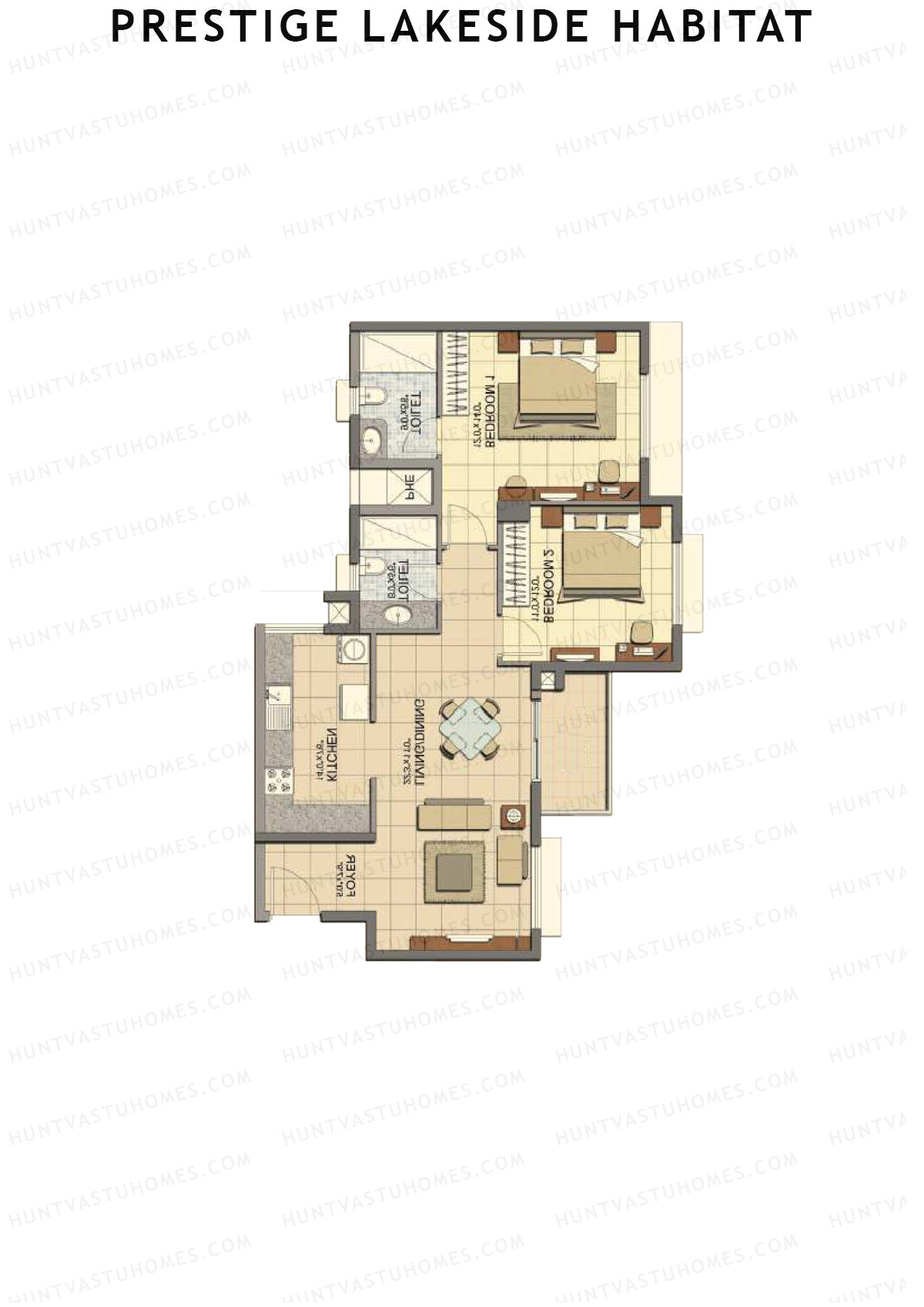 Prestige Lakeside Habitat Calliope 7 Unit 2 (Type B) Floor Plan