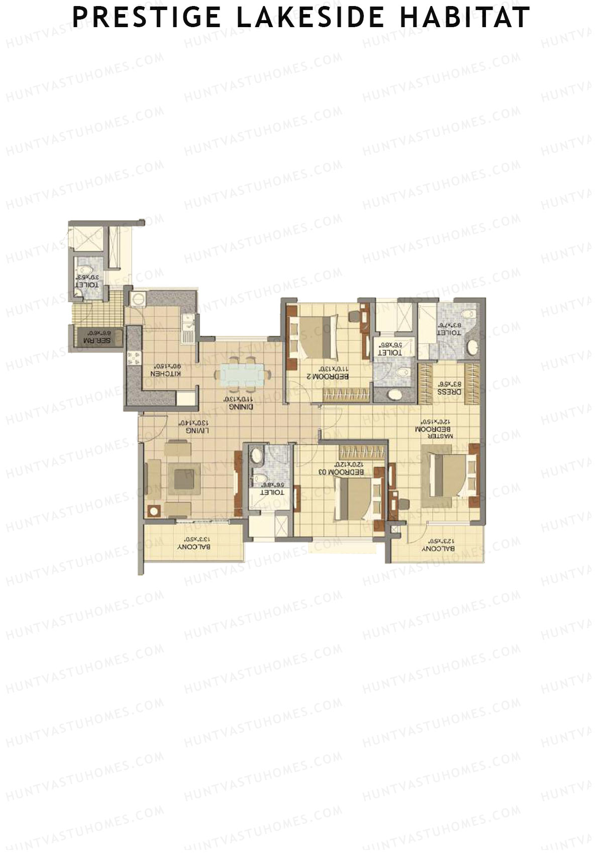 Prestige Lakeside Habitat Elinor 12 Unit 1 (Type F1) Floor Plan
