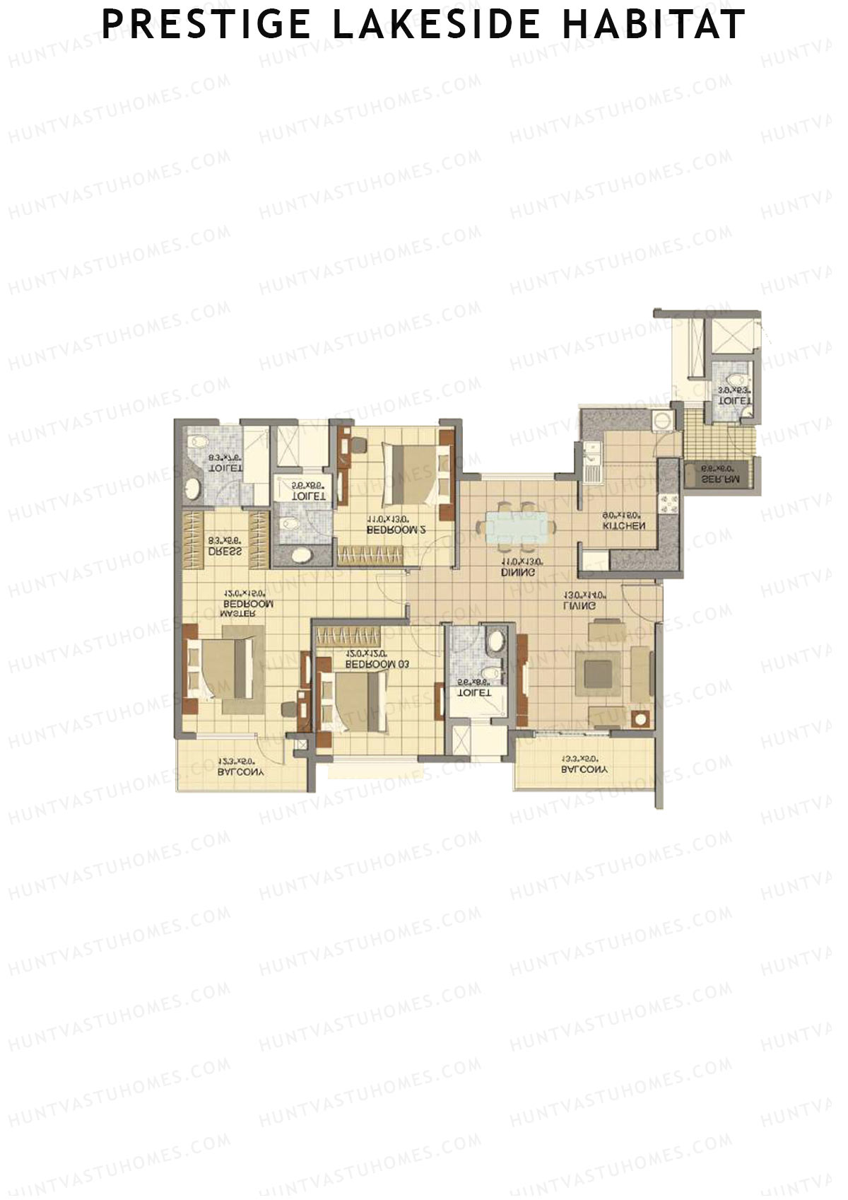Prestige Lakeside Habitat Elinor 13 Unit 4 (Type F1) Floor Plan