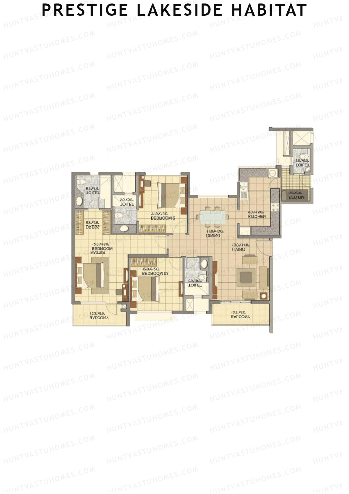 Prestige Lakeside Habitat Figaro 14 Unit 2 (Type F1) Floor Plan