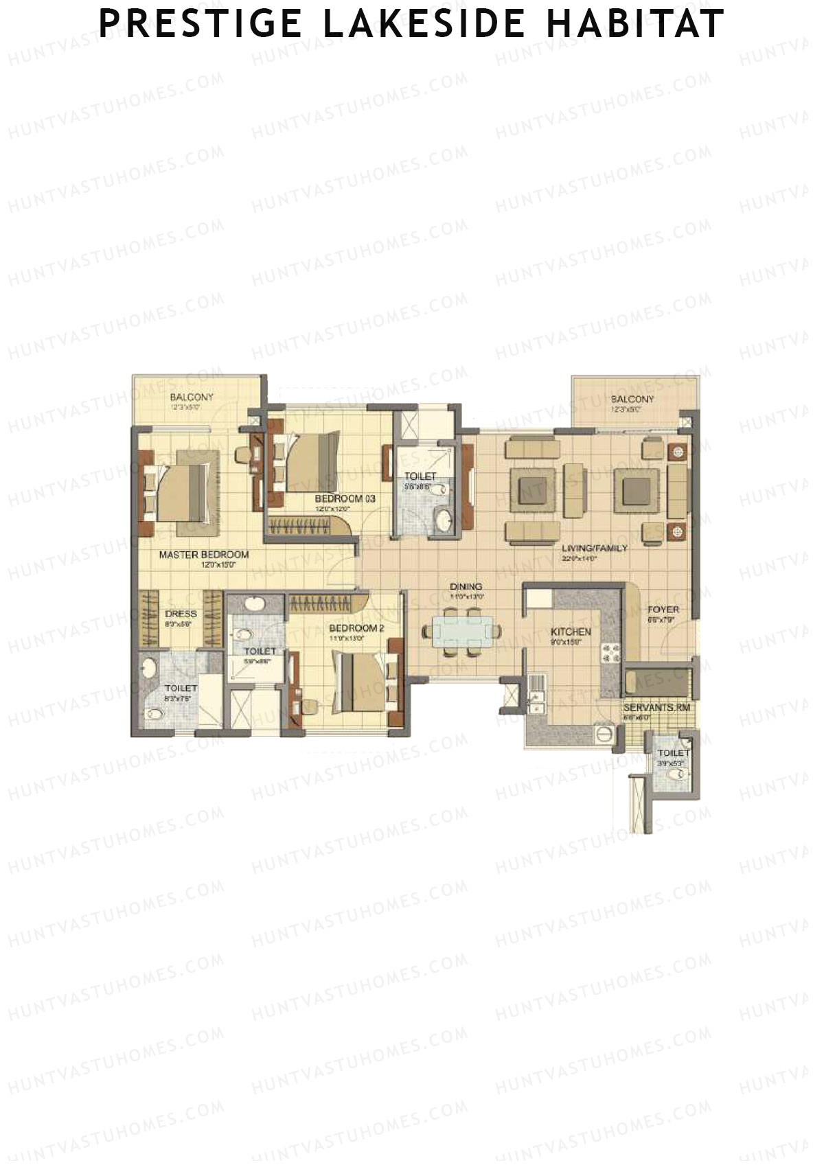 Prestige Lakeside Habitat Figaro 14 Unit 3 (Type F) Floor Plan