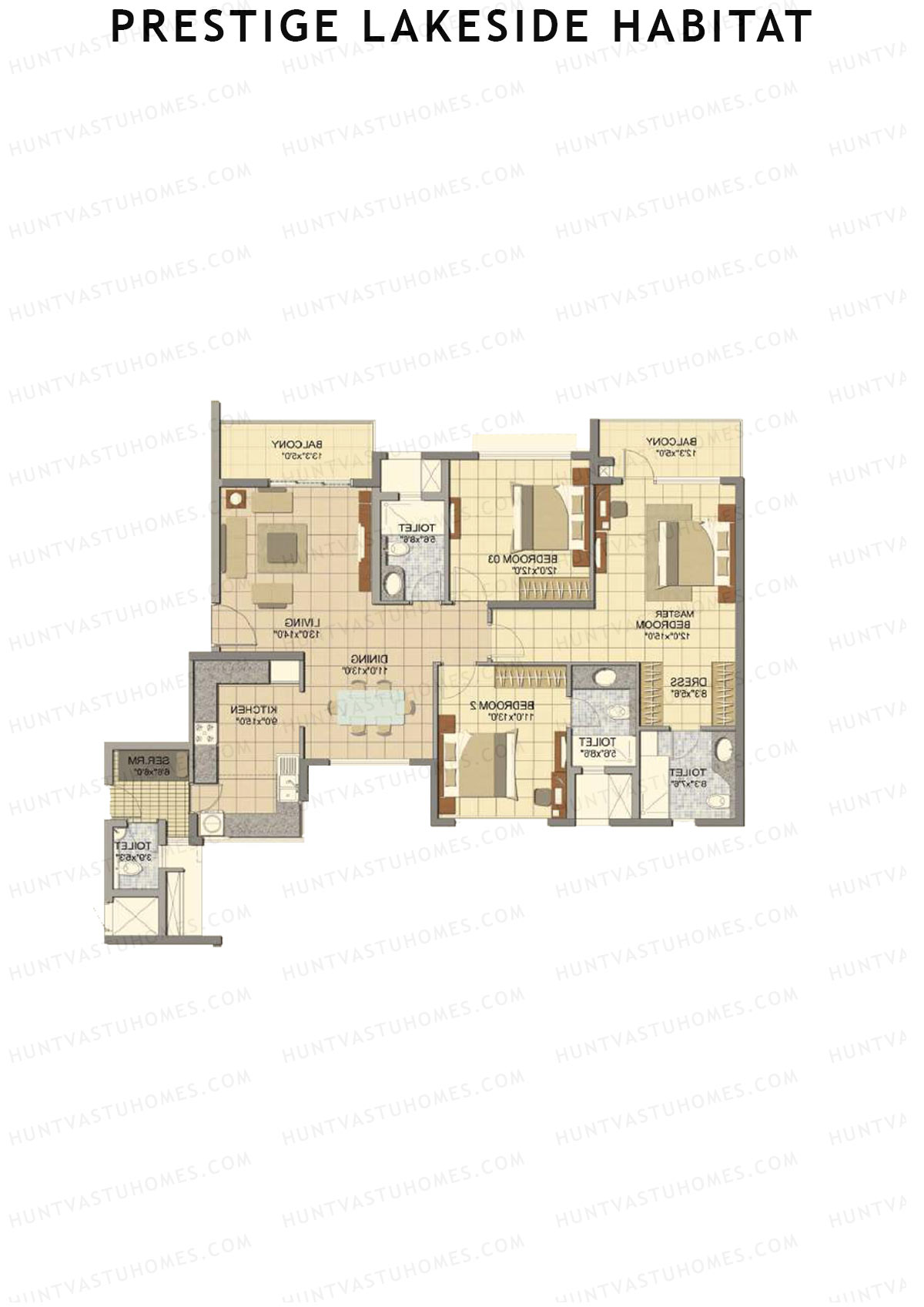 Prestige Lakeside Habitat Figaro 14 Unit 4 (Type F1) Floor Plan