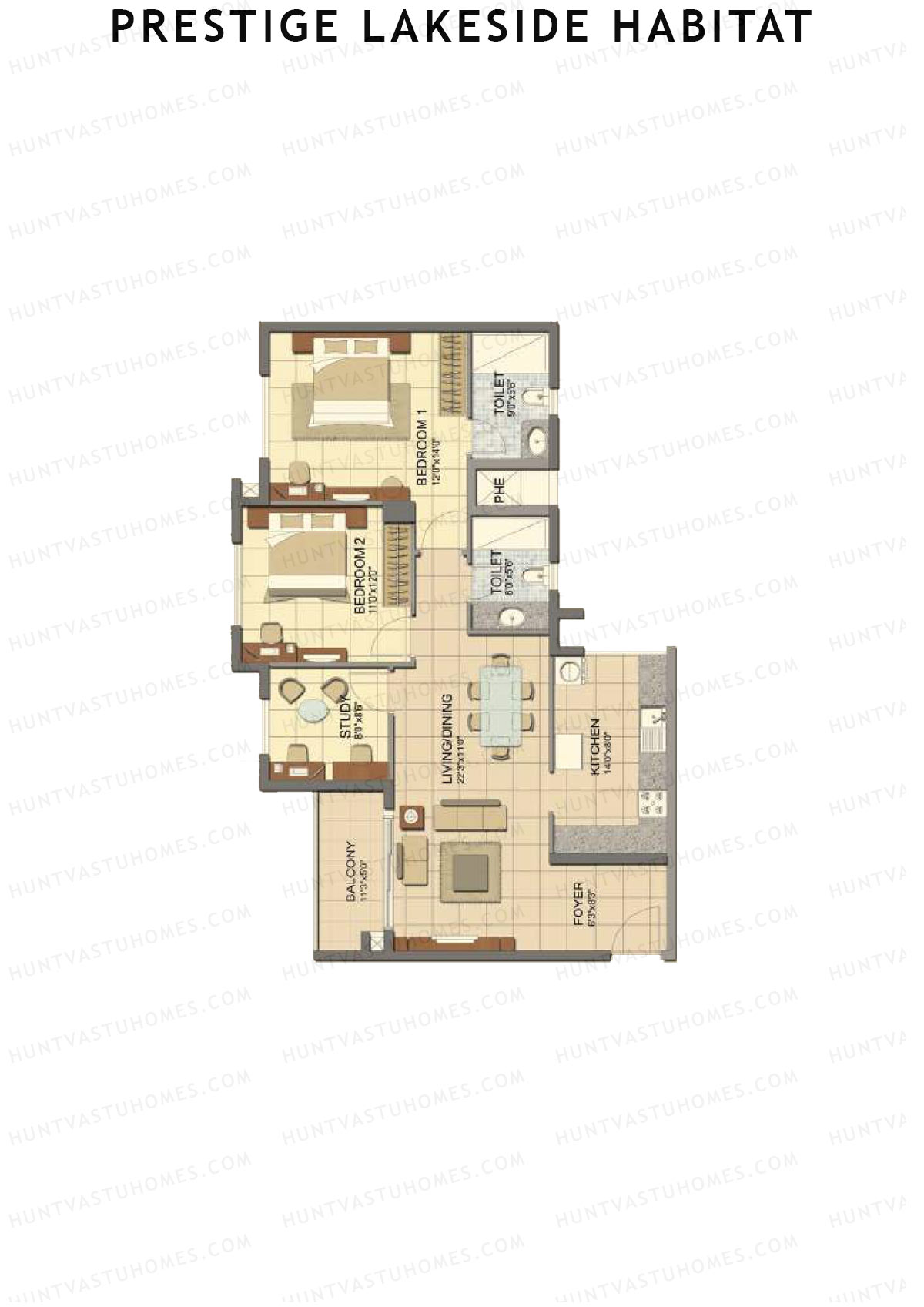 Prestige Lakeside Habitat Giselle 15 Unit 1 (Type C) Floor Plan
