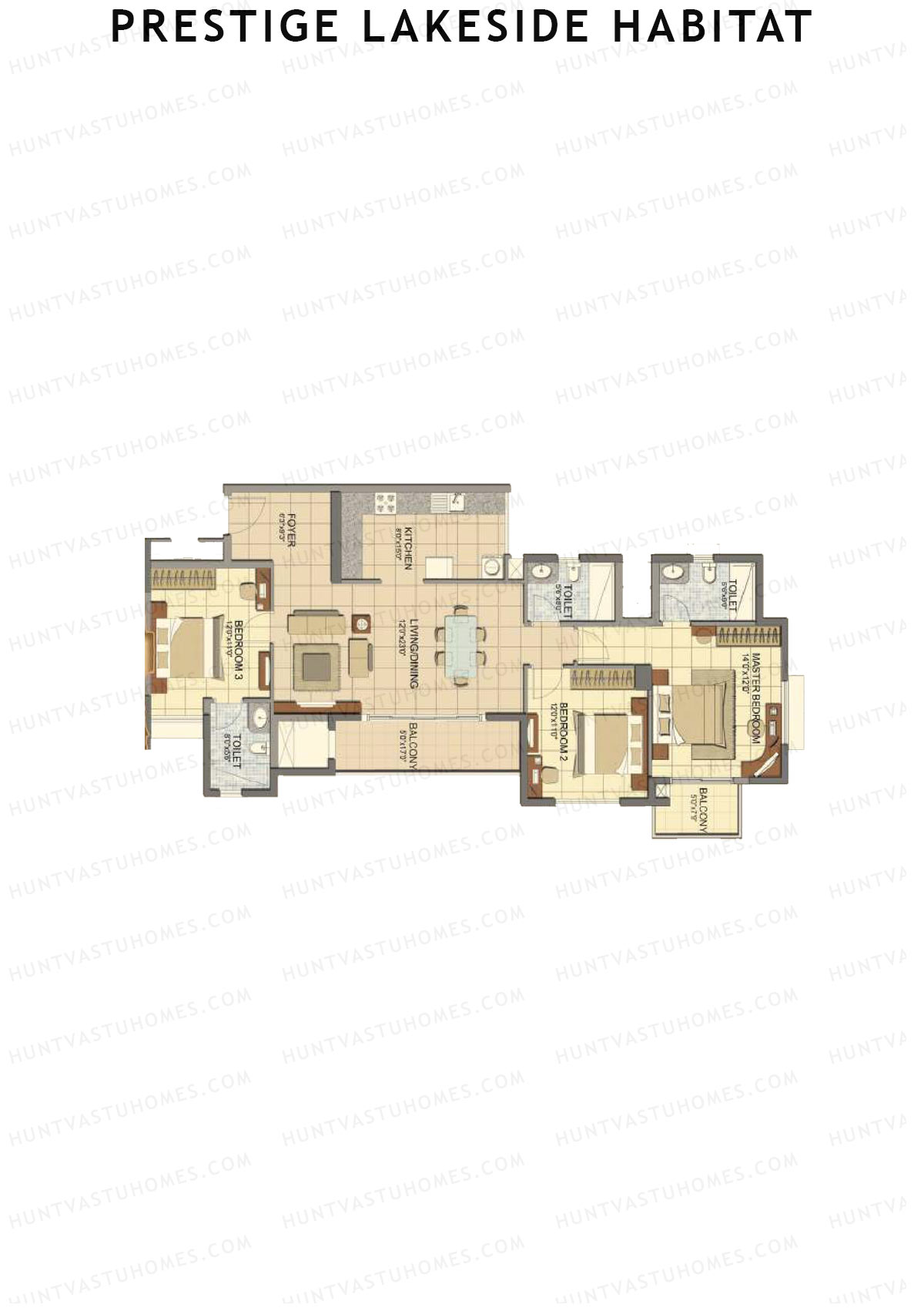Prestige Lakeside Habitat Giselle 15 Unit 4 (Type E) Floor Plan