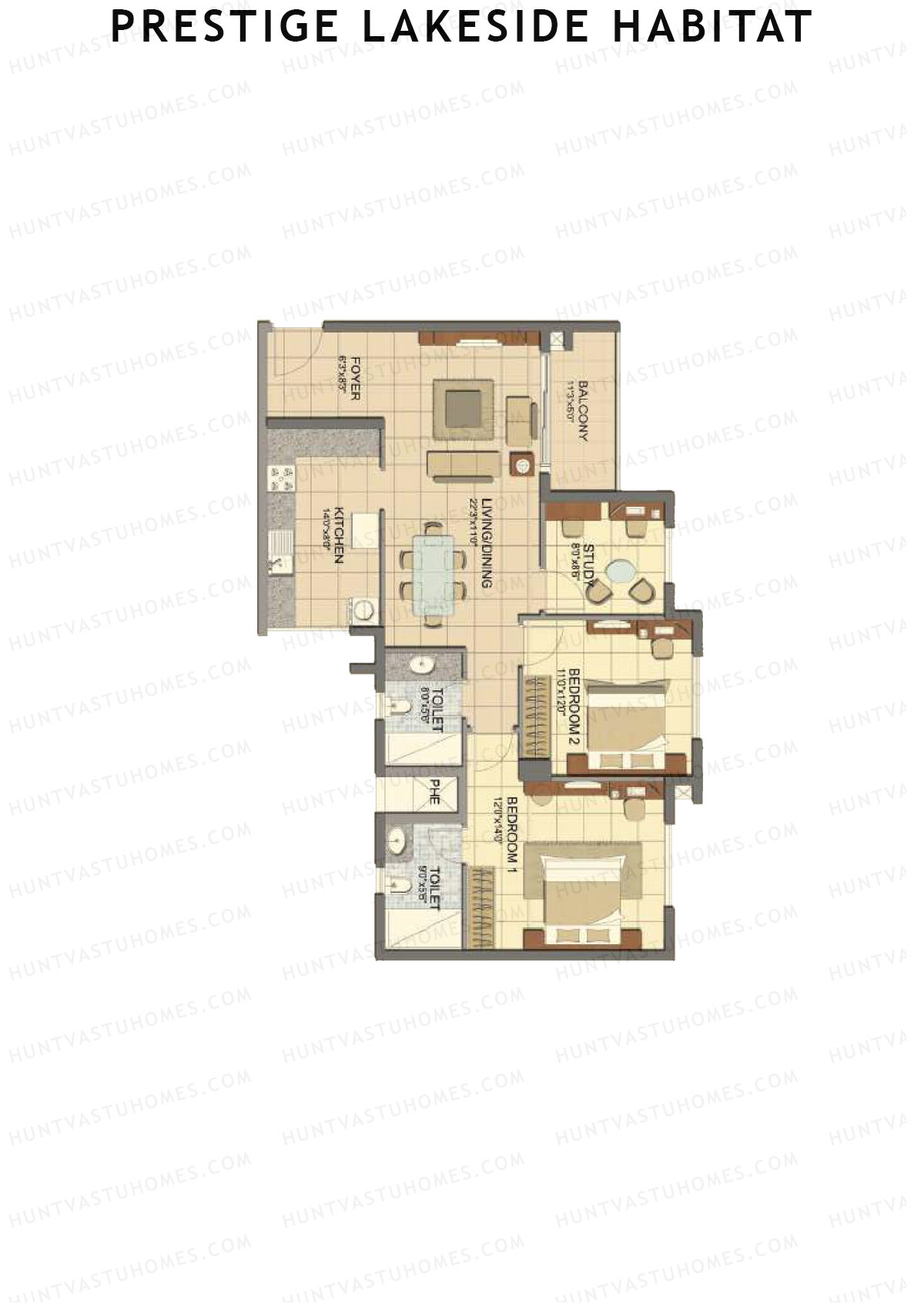 Prestige Lakeside Habitat Giselle 15 Unit 5 (Type C) Floor Plan