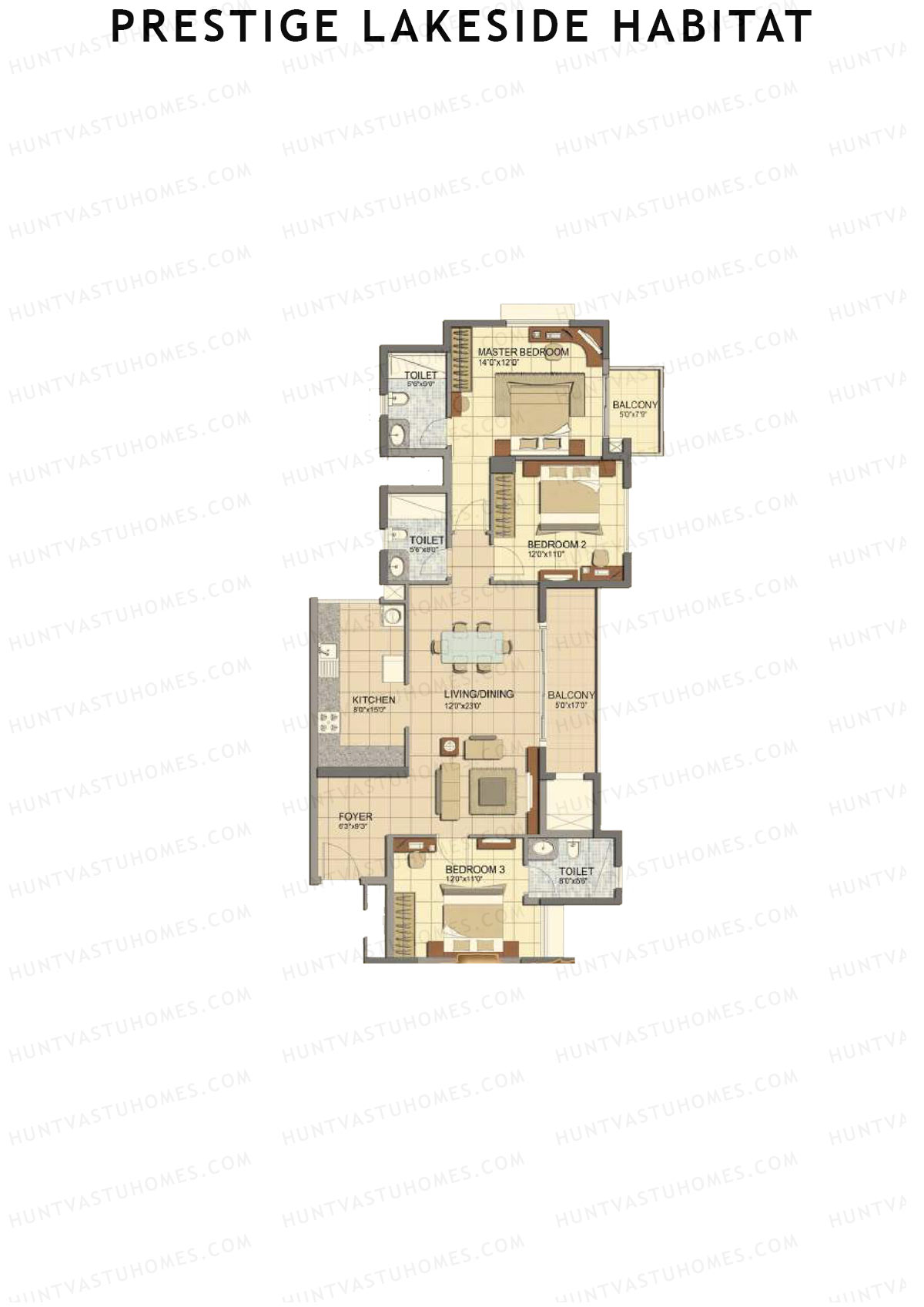 Prestige Lakeside Habitat Giselle 17 Unit 4 (Type E) Floor Plan