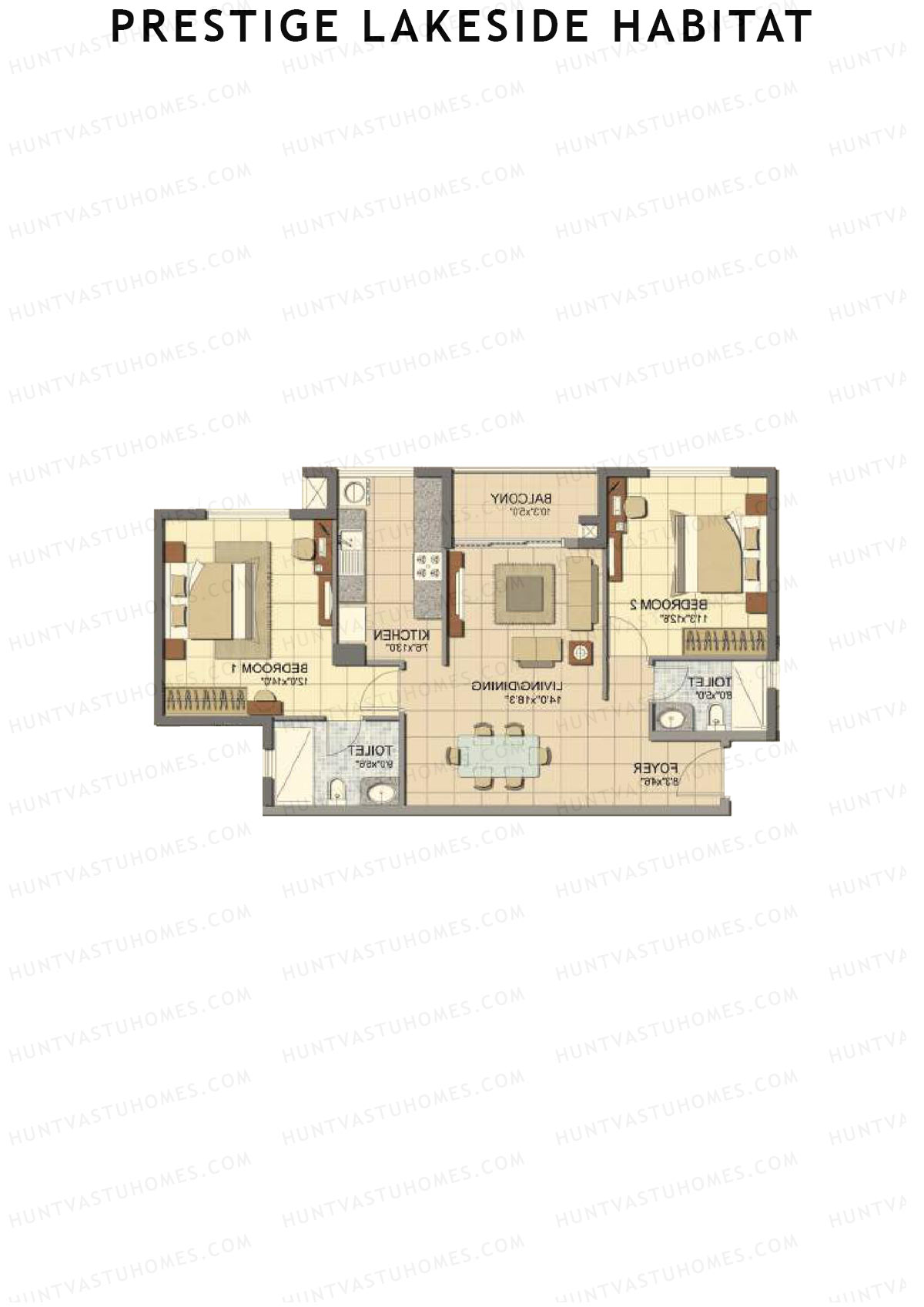 Prestige Lakeside Habitat Kiara 23 Unit 2 (Type A) Floor Plan
