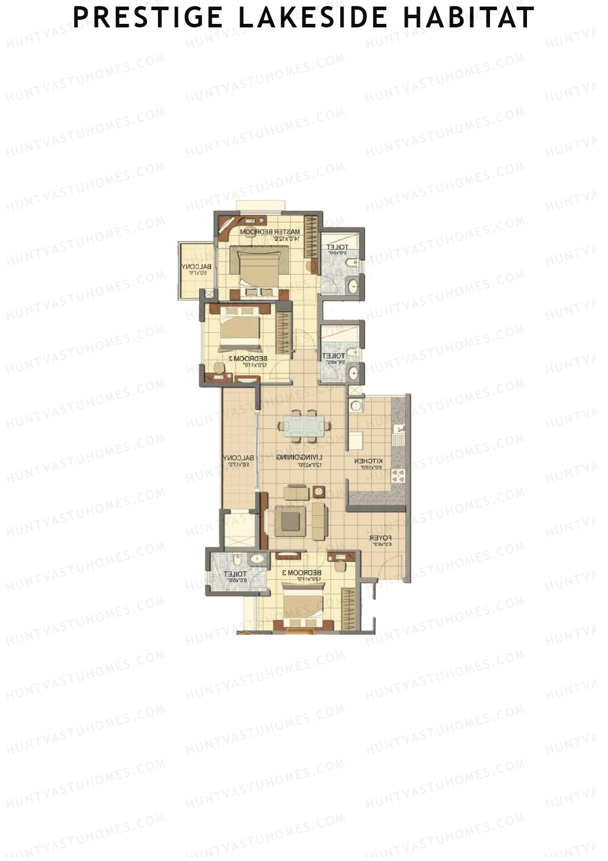 Prestige Lakeside Habitat Kiara 23 Unit 3 (Type E) Floor Plan