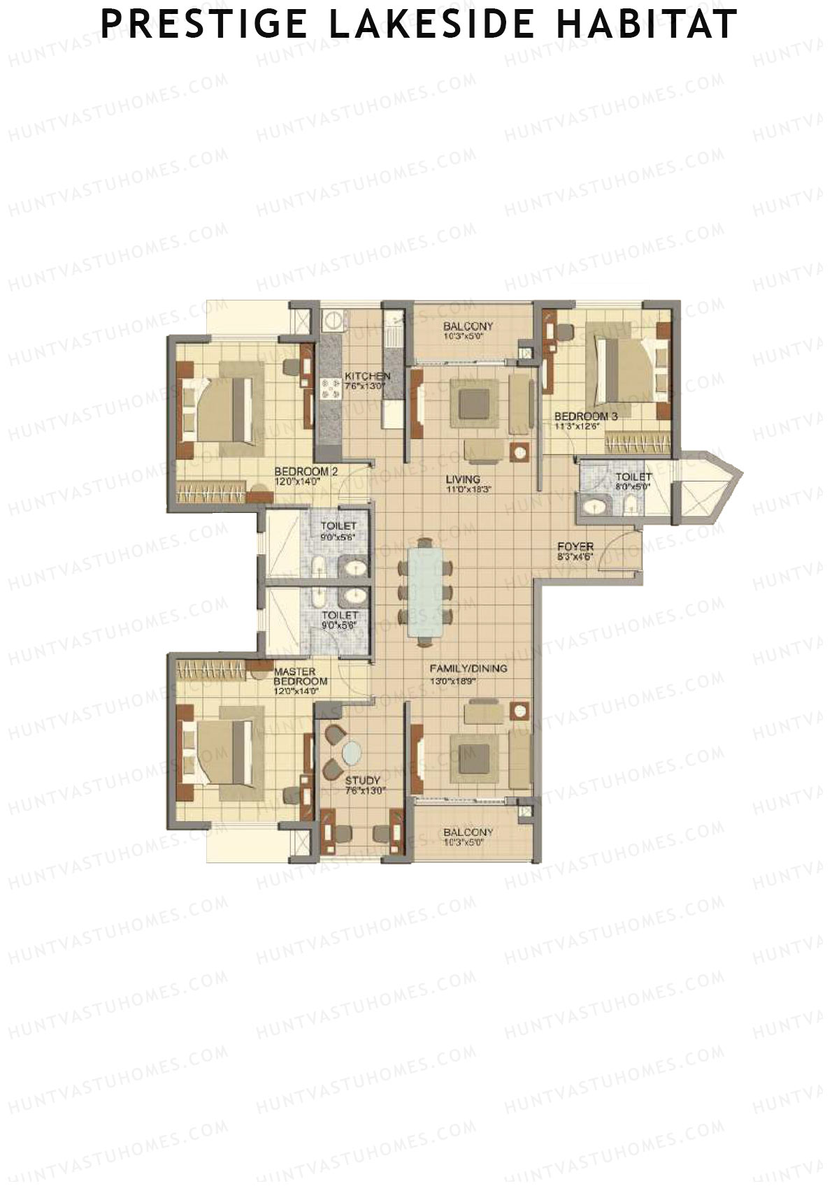 Prestige Lakeside Habitat Kiara 24 Unit 1 (Type A1) Floor Plan