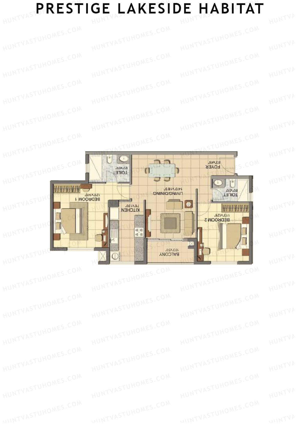 Prestige Lakeside Habitat Kiara 24 Unit 1 (Type A) Floor Plan
