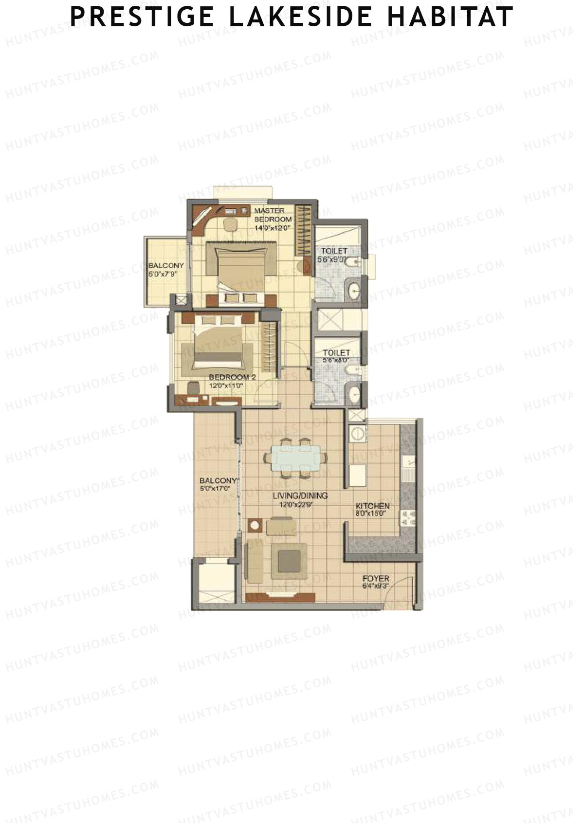 Prestige Lakeside Habitat Kiara 24 Unit 3 (Type E1) Floor Plan