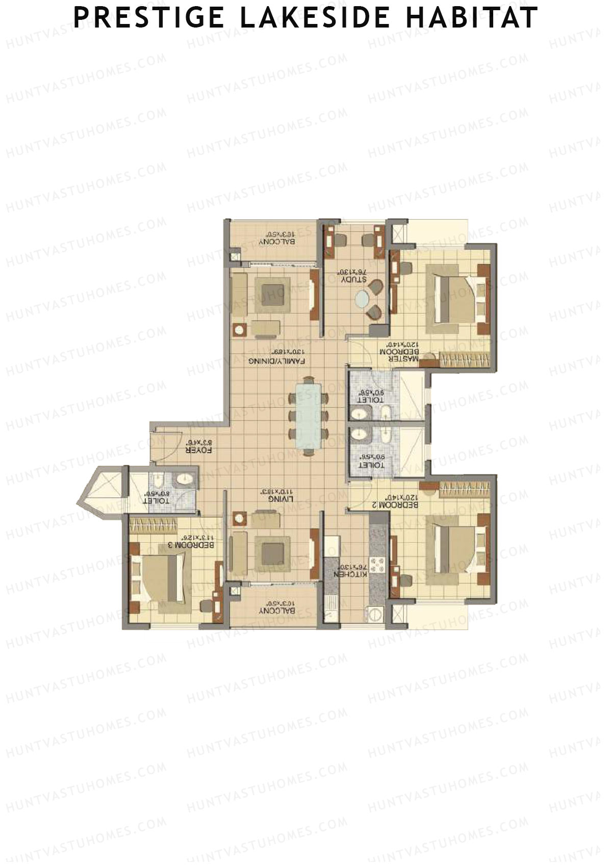 Prestige Lakeside Habitat Kiara 24 Unit 5 (Type A1) Floor Plan