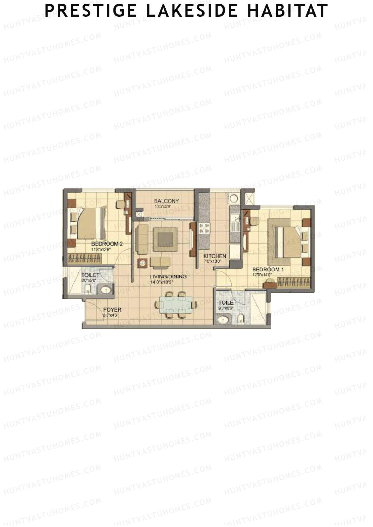 Prestige Lakeside Habitat Kiara 24 Unit 5 (Type A) Floor Plan