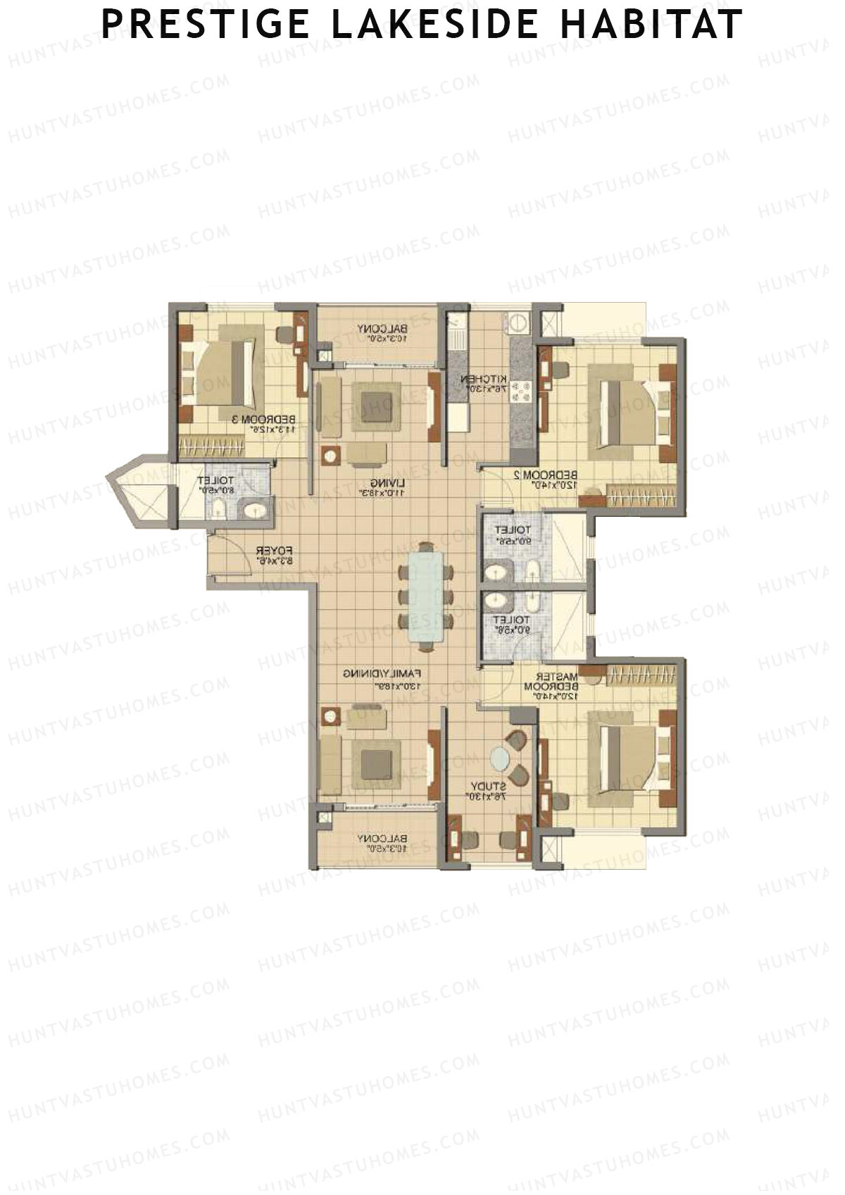 Prestige Lakeside Habitat Kiara 24 Unit 6 (Type A1) Floor Plan