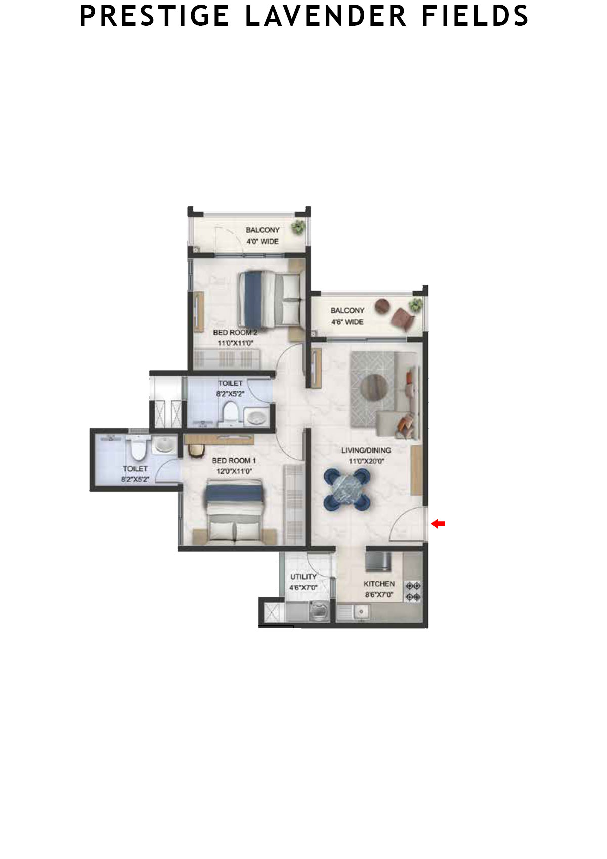 Prestige Lavender Fields Tower 2 Unit 7 Floor Plan