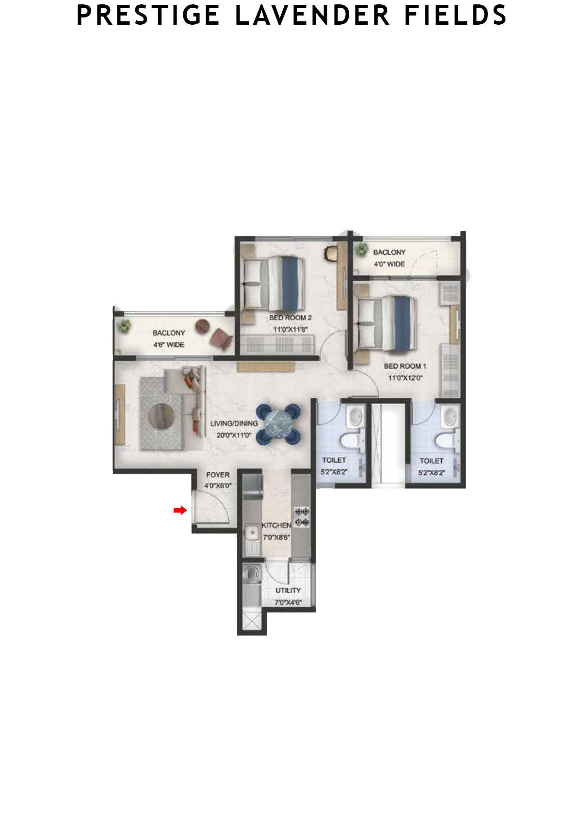 Prestige Lavender Fields Tower 2 Unit 8 Floor Plan