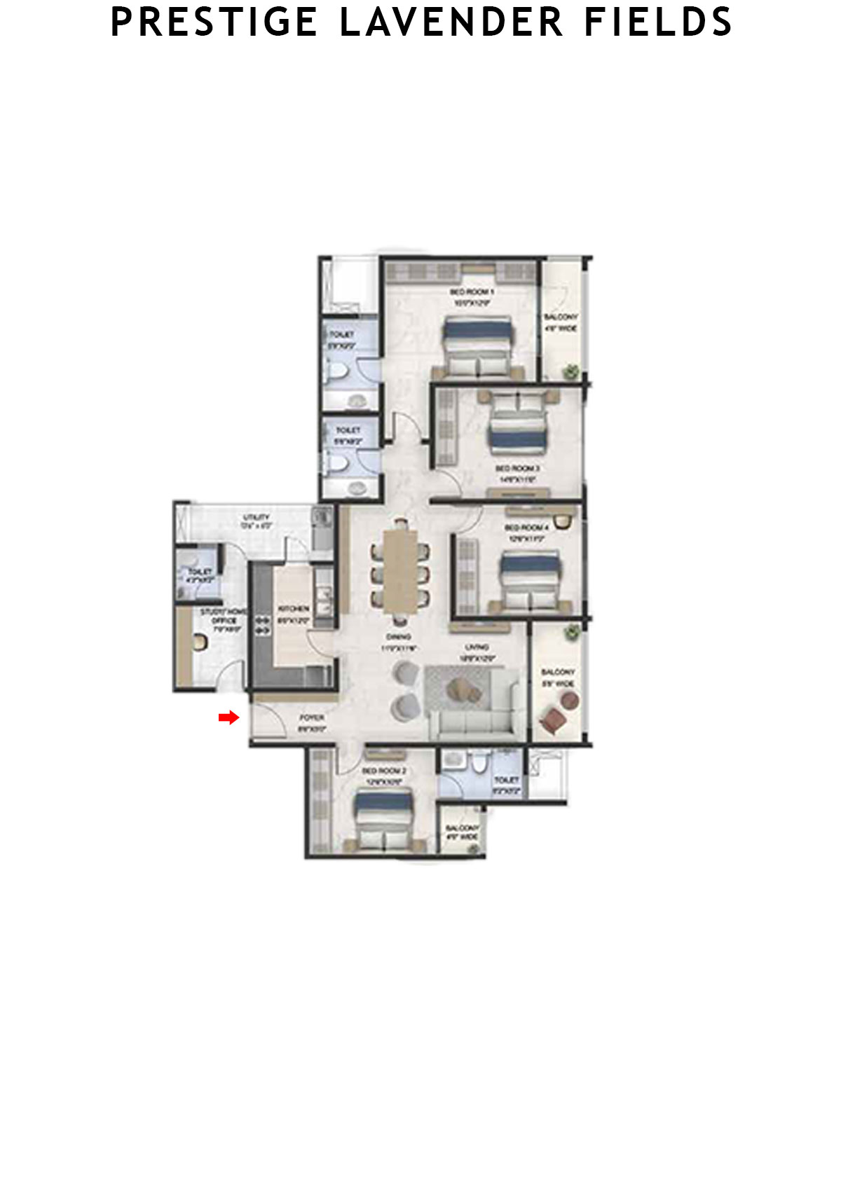 Prestige Lavender Fields Tower 3 Unit 1 Floor Plan