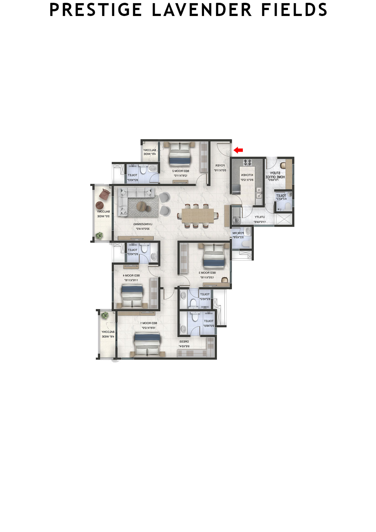 Prestige Lavender Fields Tower 3 Unit 3 Floor Plan