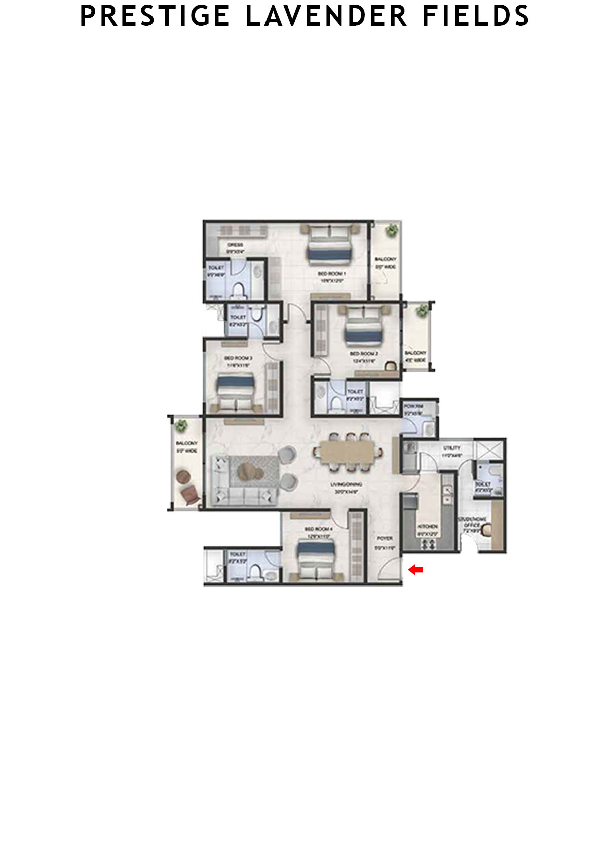 Prestige Lavender Fields Tower 3 Unit 6 Floor Plan