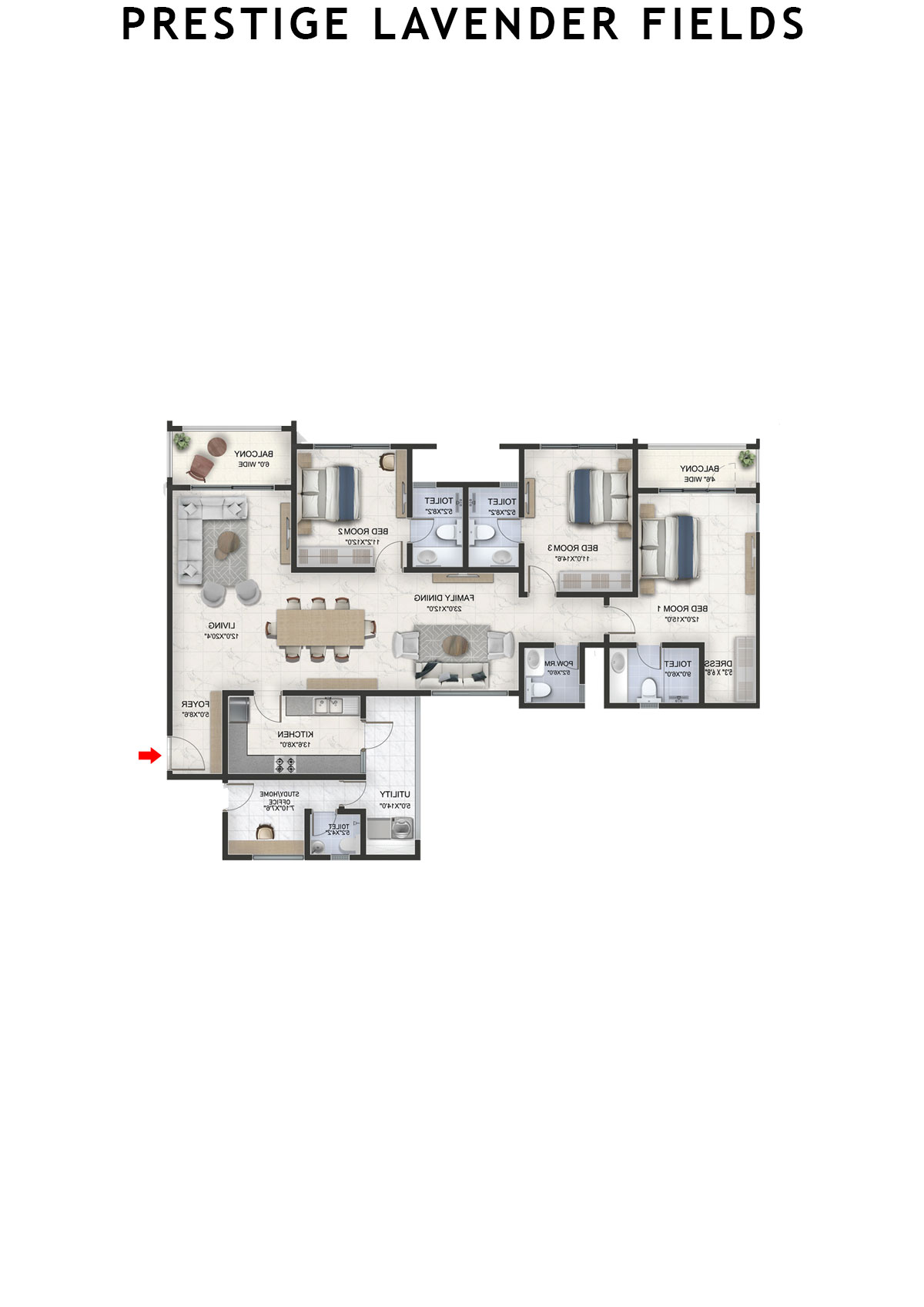 Prestige Lavender Fields Tower 4 Unit 2 Floor Plan