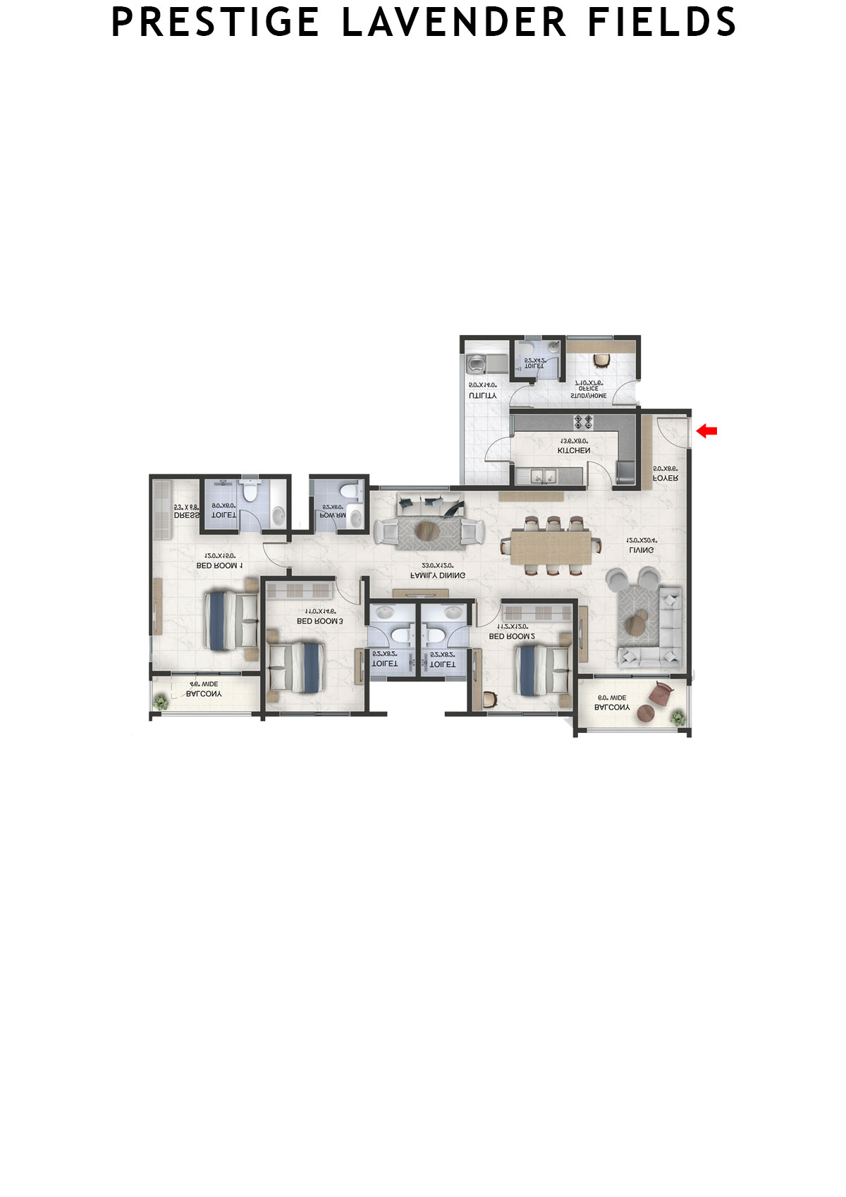 Prestige Lavender Fields Tower 4 Unit 4 Floor Plan