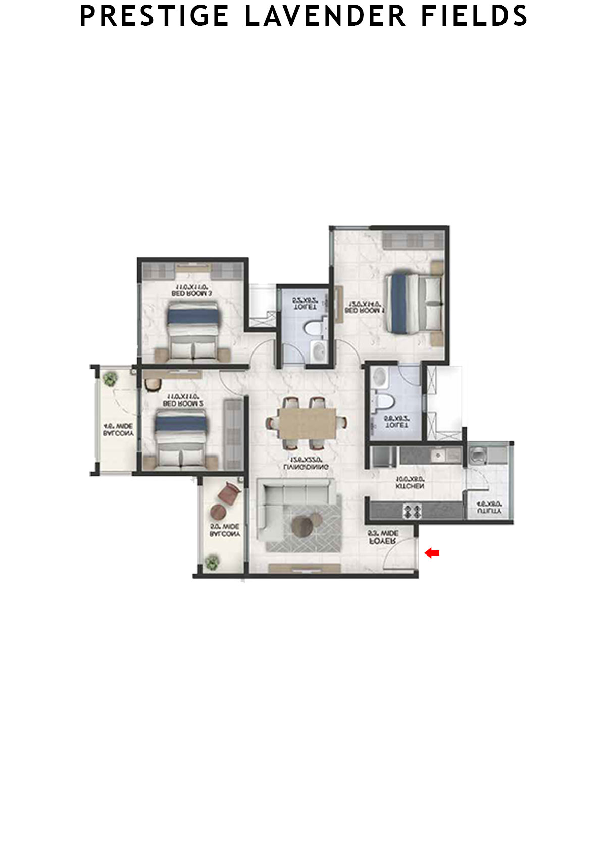 Prestige Lavender Fields Tower 6 Unit 2 Floor Plan