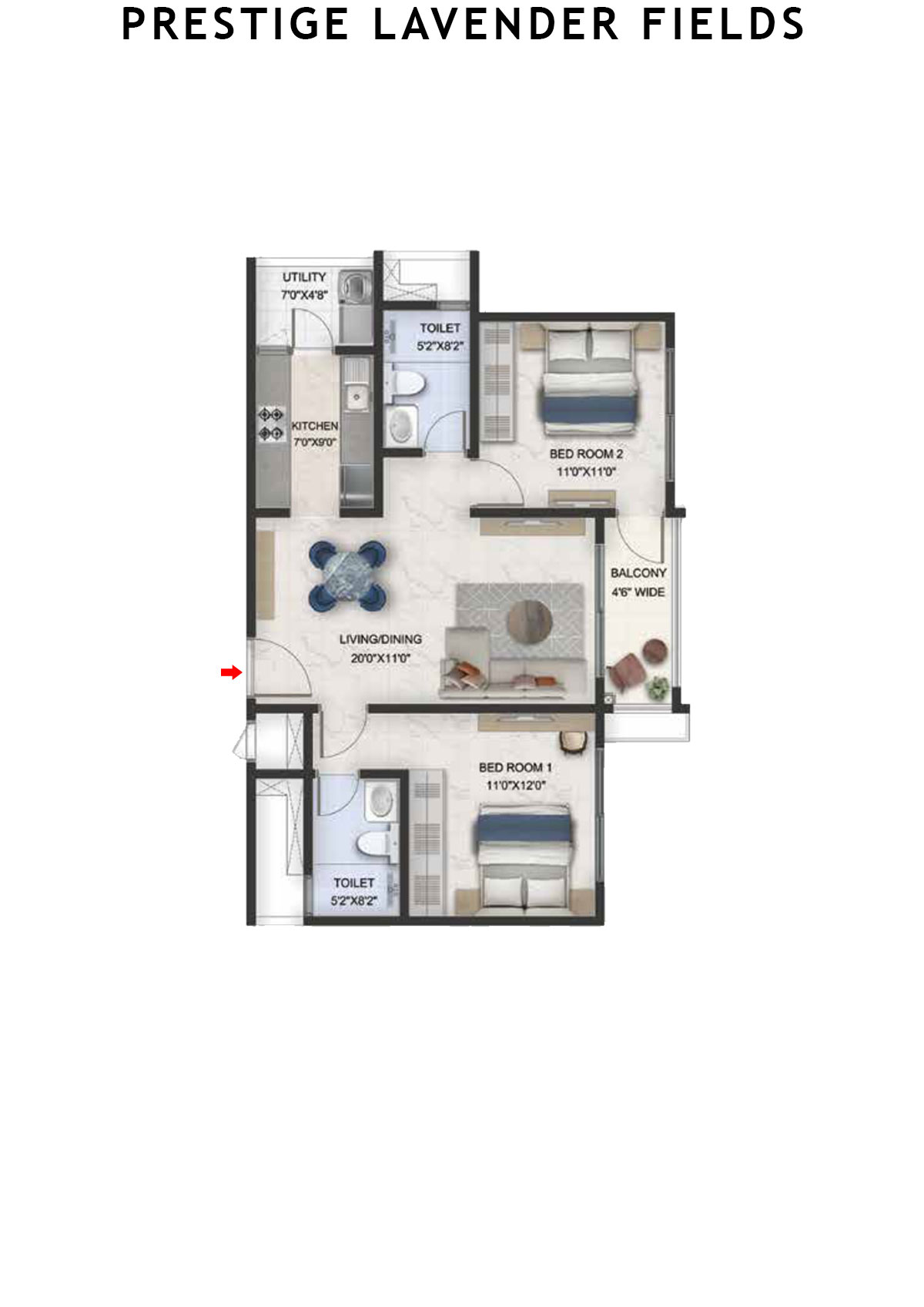 Prestige Lavender Fields Tower 6 Unit 4 Floor Plan