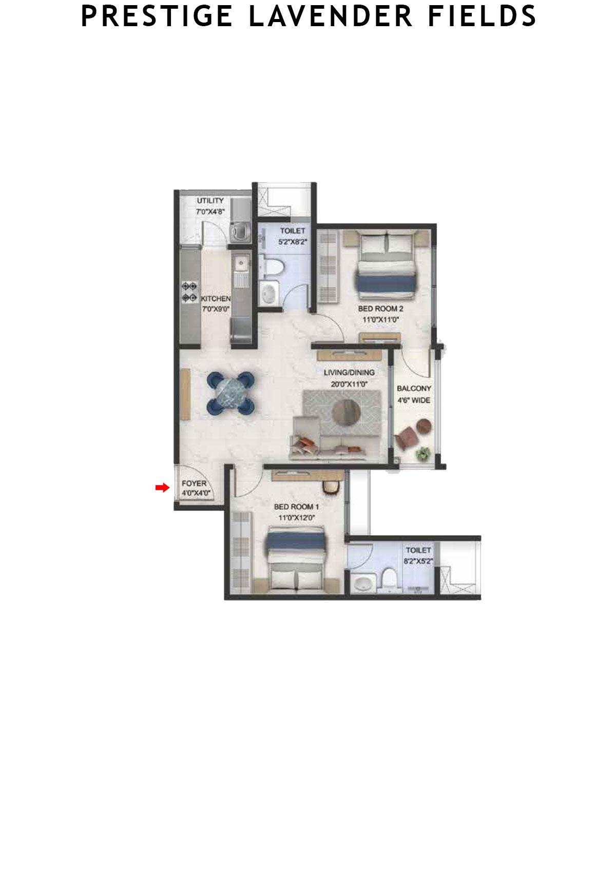 Prestige Lavender Fields Tower 6 Unit 5 Floor Plan
