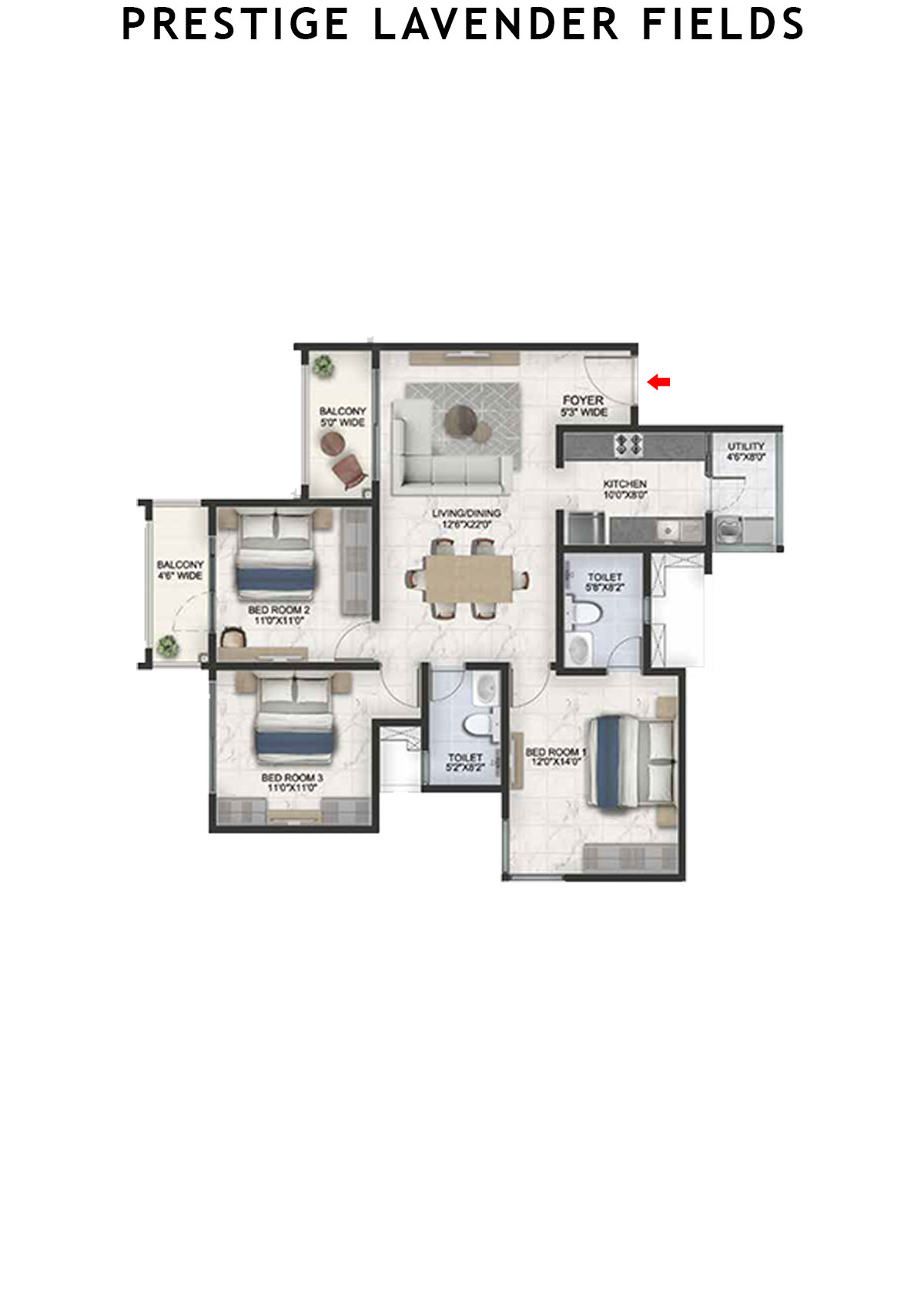 Prestige Lavender Fields Tower 6 Unit 7 Floor Plan