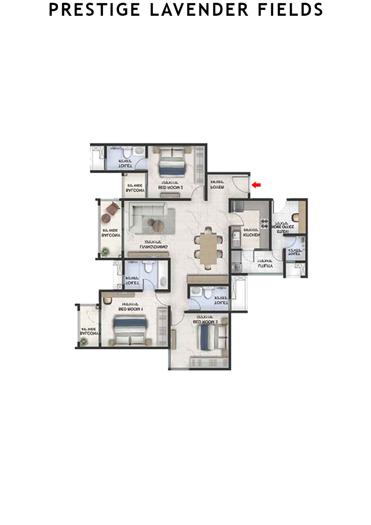 Prestige Lavender Fields Tower 6 Unit 1 Floor Plan