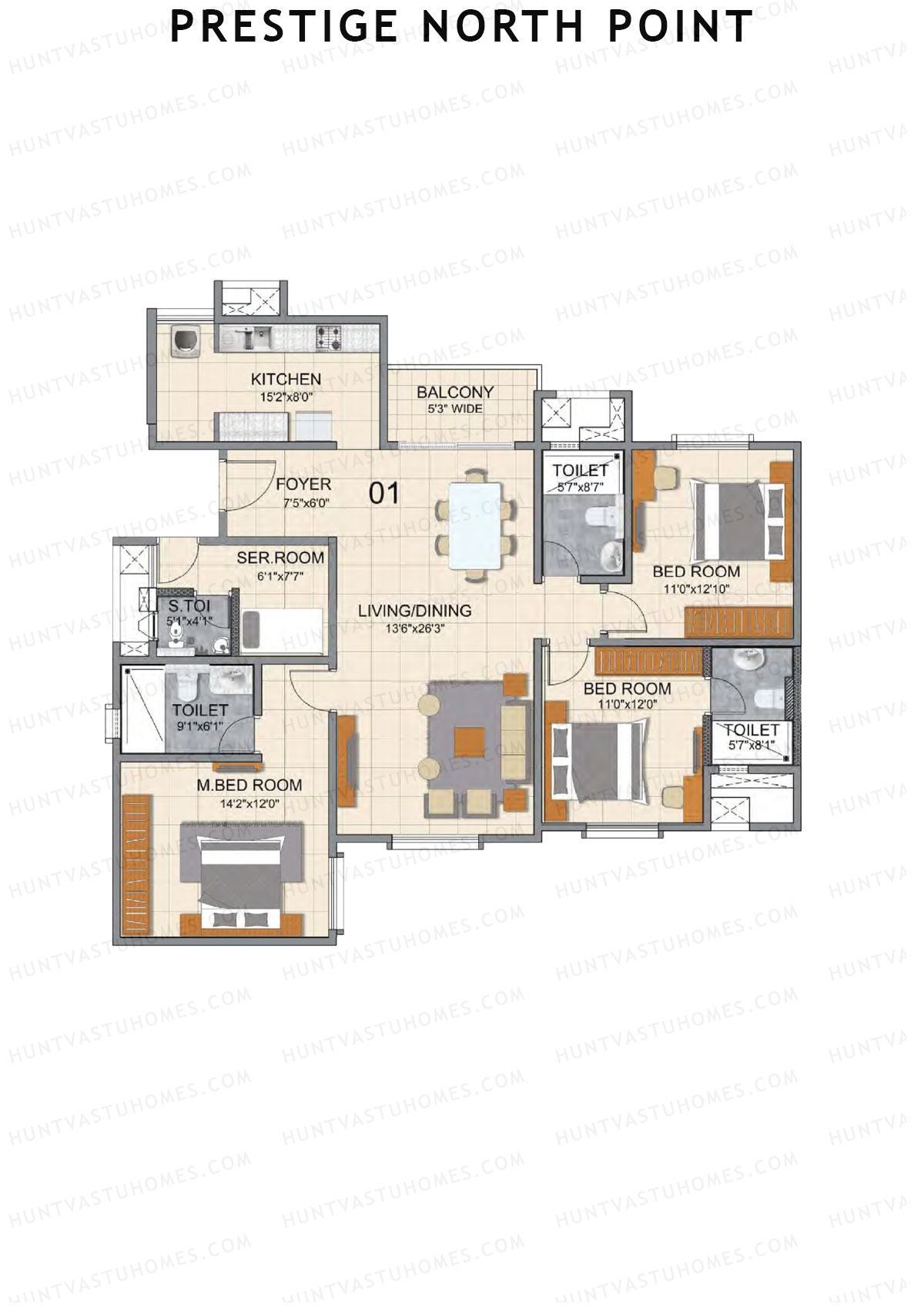 Prestige North Point Wing A Unit 1 (Type H) Floor Plan