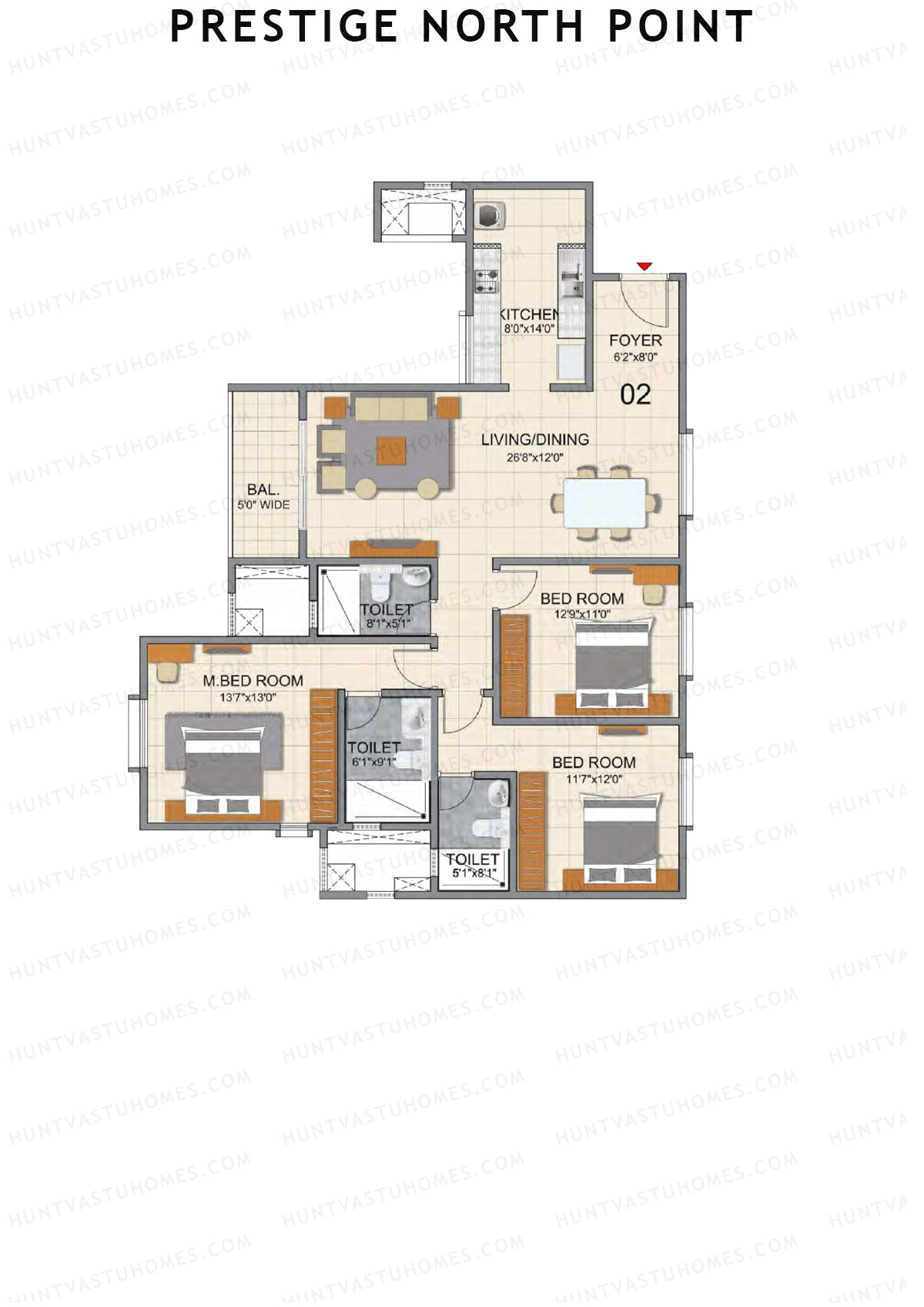 Prestige North Point Wing A Unit 2 (Type G) Floor Plan