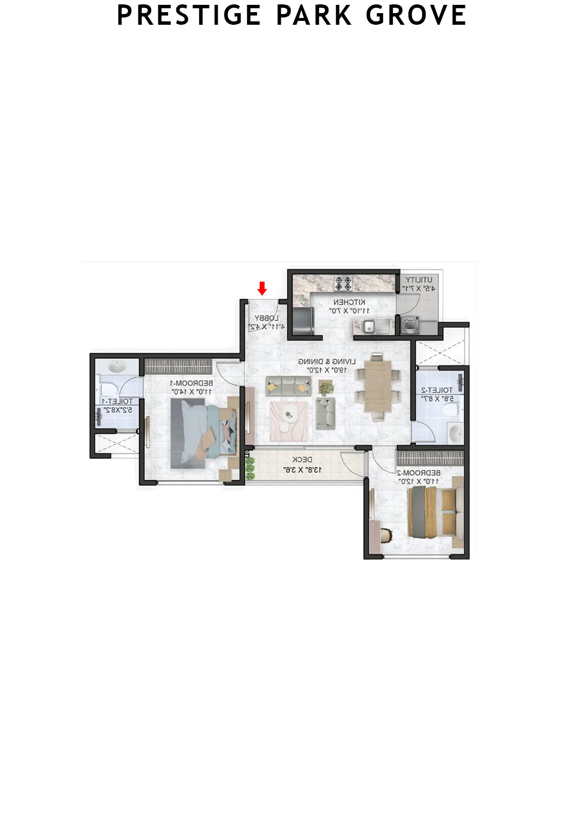 Prestige Park Grove Tower 12 Unit 3 (Type B3) Floor Plan