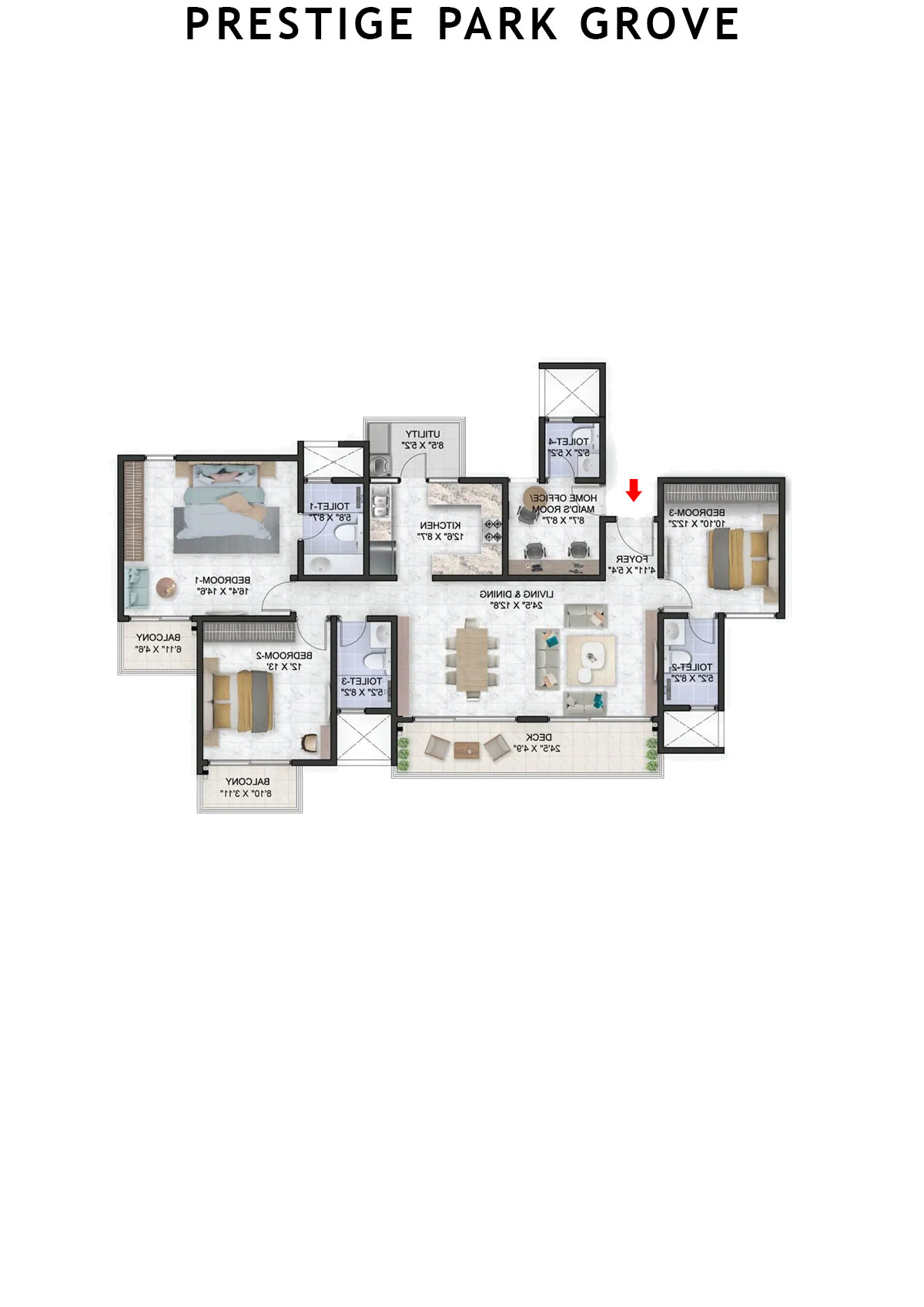 Prestige Park Grove Tower 14 Unit 6 (Type E4) Floor Plan
