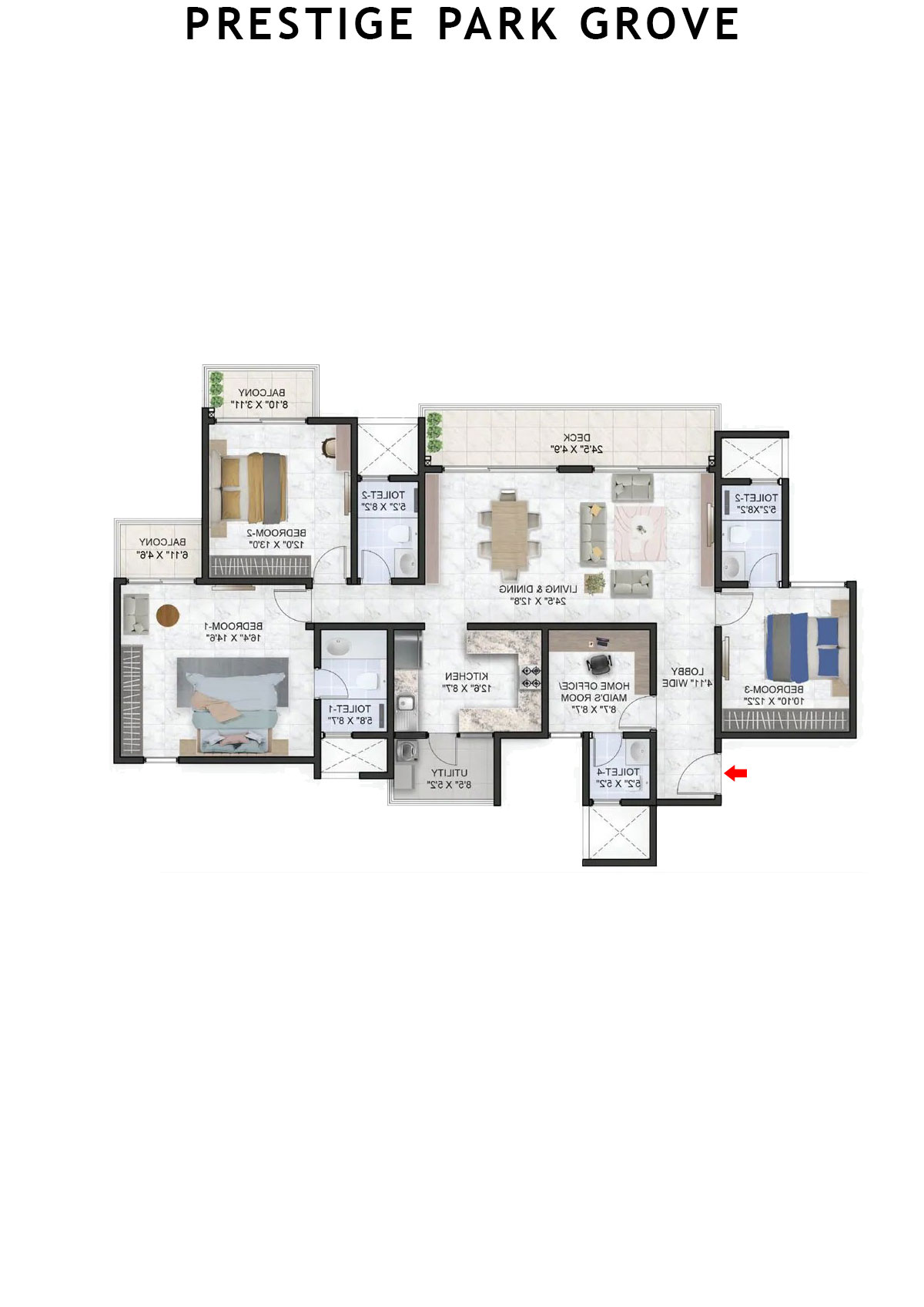 Prestige Park Grove Tower 14 Unit 7 (Type E6) Floor Plan