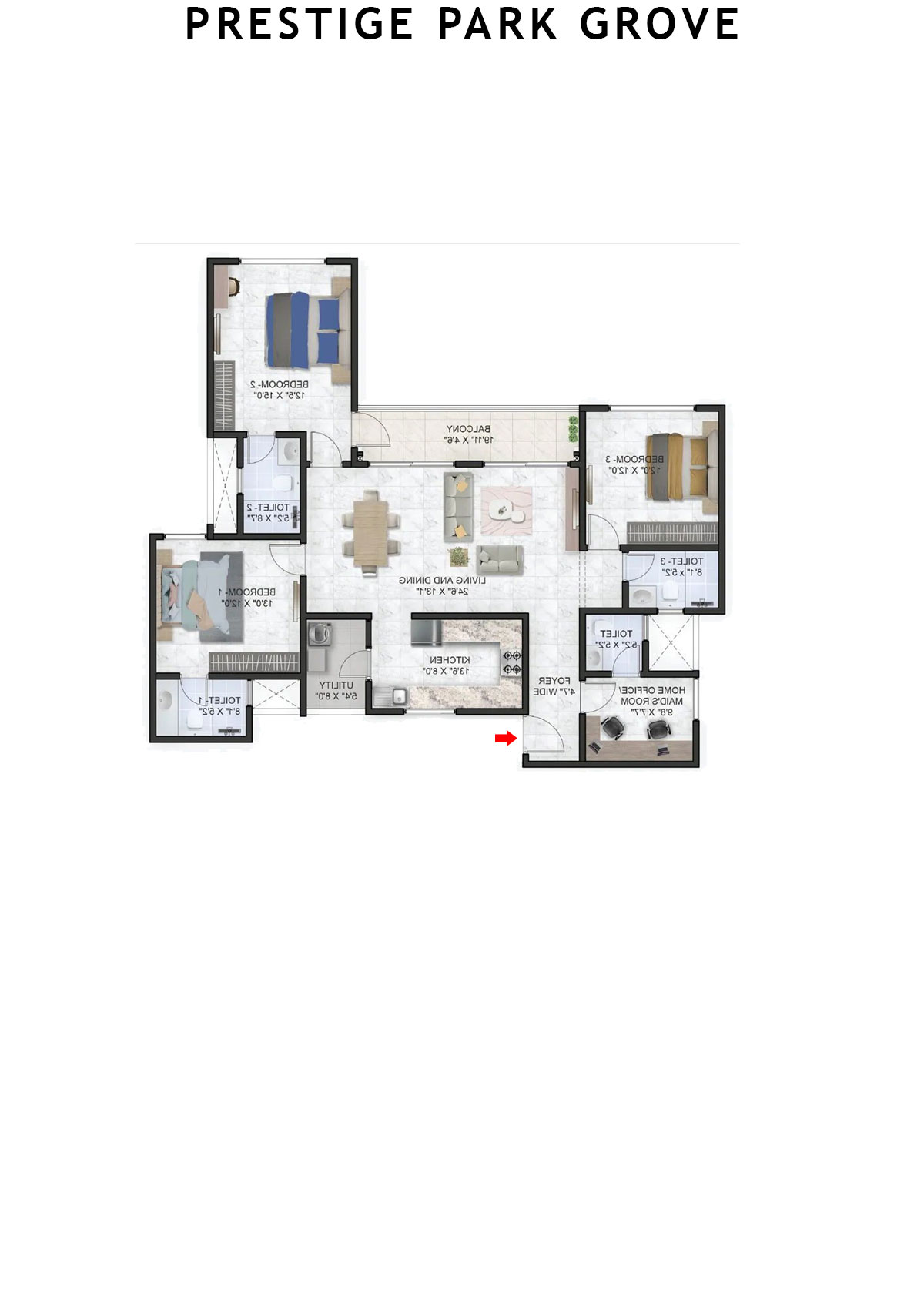 Prestige Park Grove Tower 15 Unit 5 (Type E1) Floor Plan