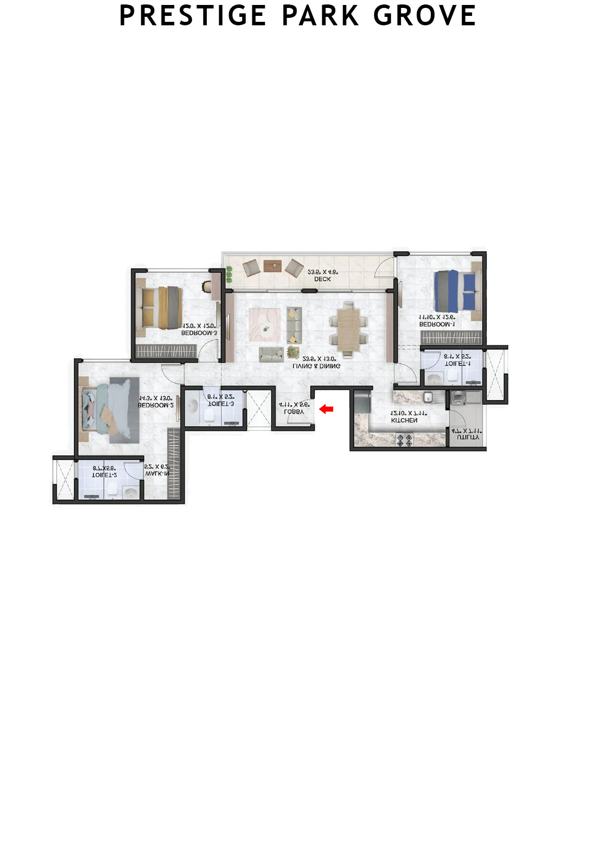 Prestige Park Grove Tower 15 Unit 6 (Type D2) Floor Plan