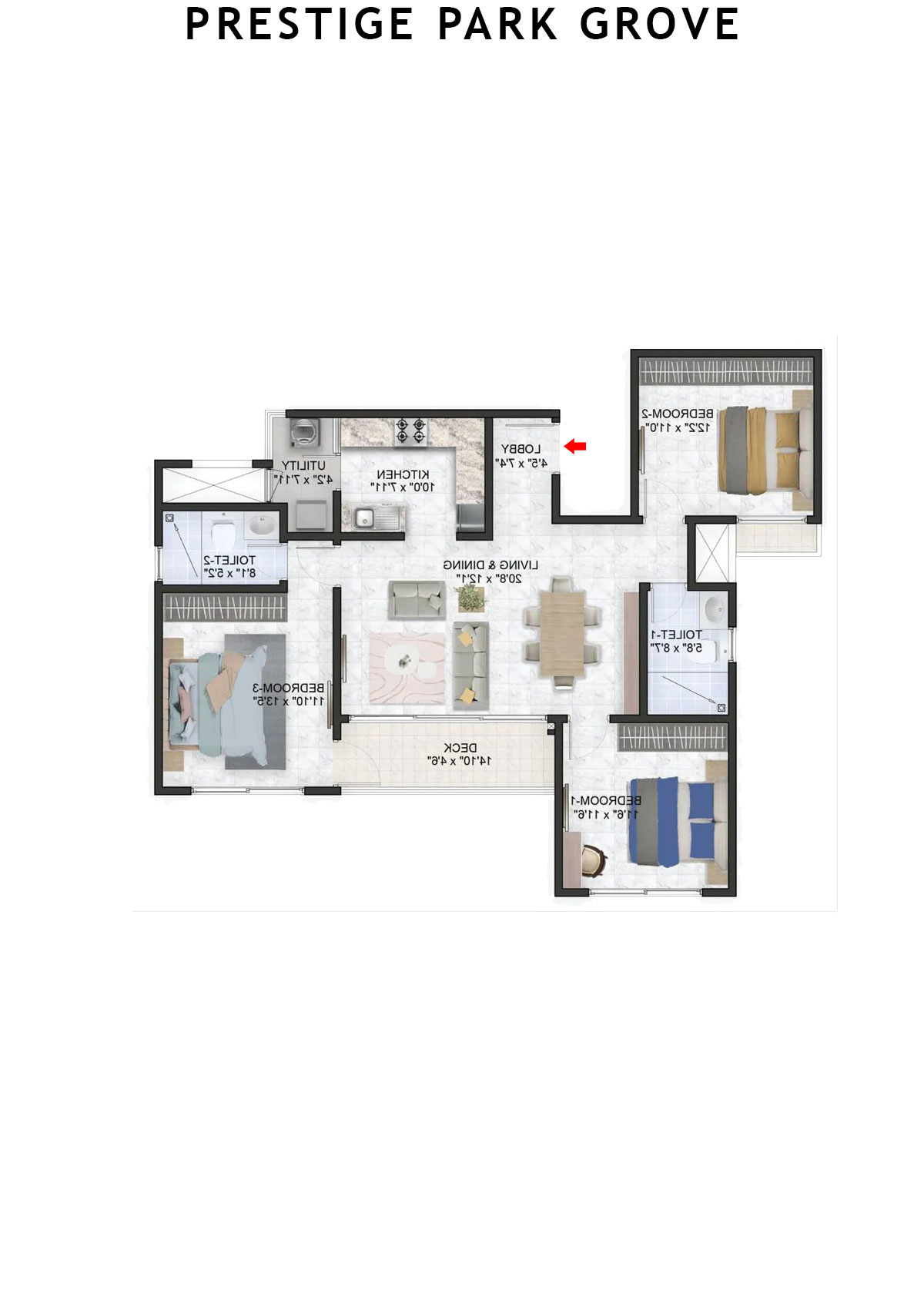 Prestige Park Grove Tower 17 Unit 4 (Type C3) Floor Plan